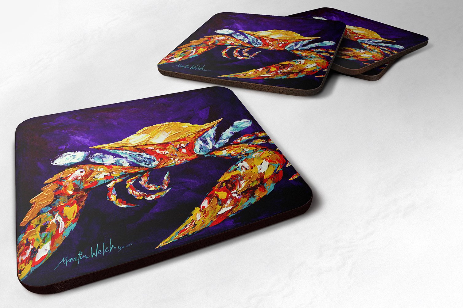Carolines Treasures Crab The Right Stuff Foam Coasters (Set of 4), 3.5 H x 3.5 W, Multicolor