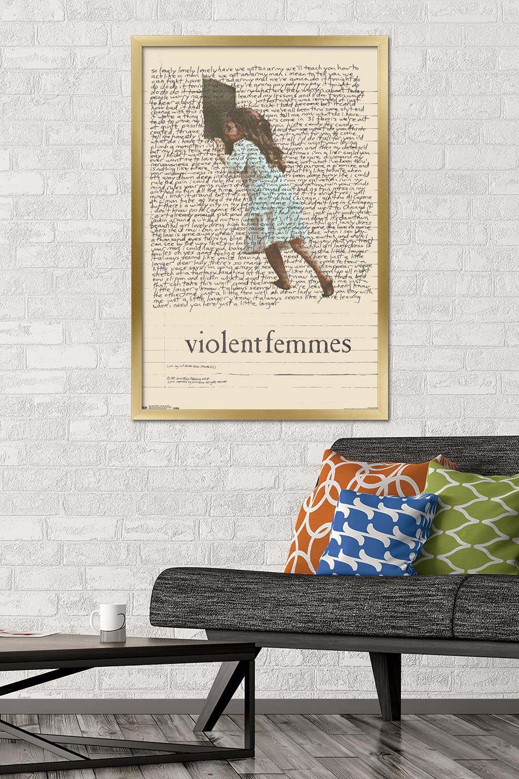 Trends International Violent Femmes - Lyric Girl Tea Towel Wall Poster, 22.375'' X 34'', Gold Framed Version