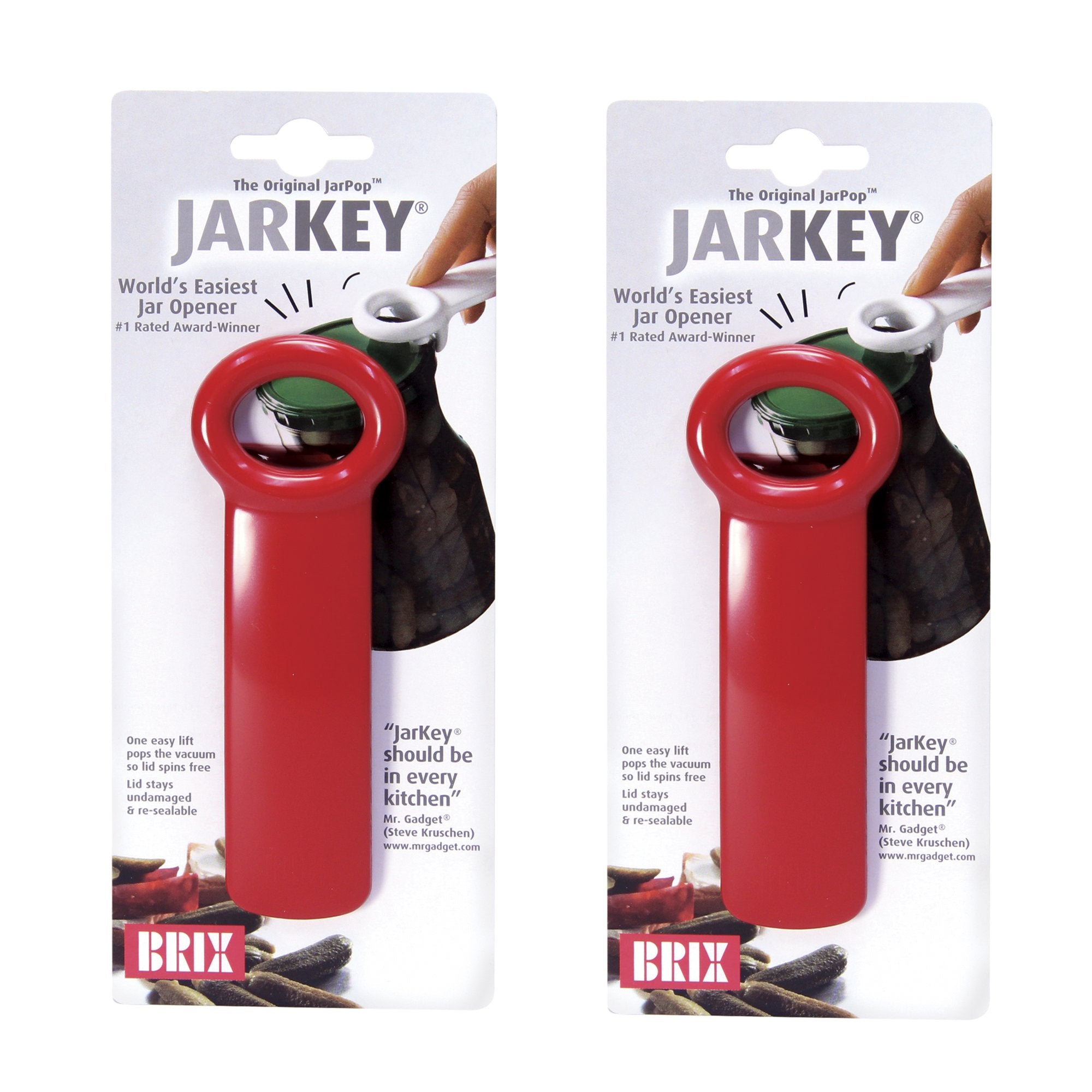 Brix Jarkey Original Easy Jar Key Opener, Set Of 2, Red