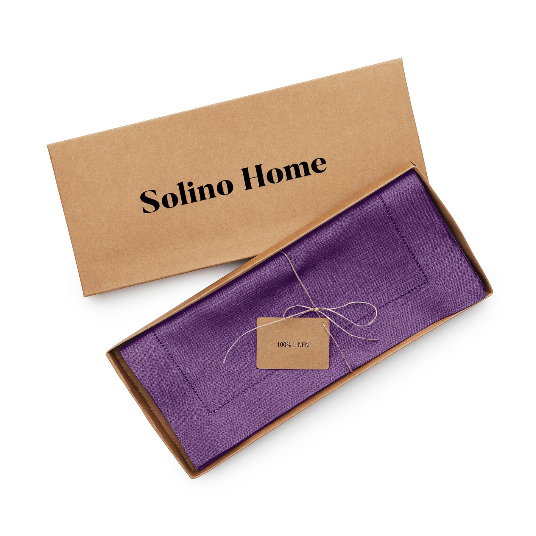 Solino Home Linen Purple Table Runner 120 Inches Long - 100% Pure Linen Classic Hemstitch Dining Table Runner 14 X 120 Inch Idea