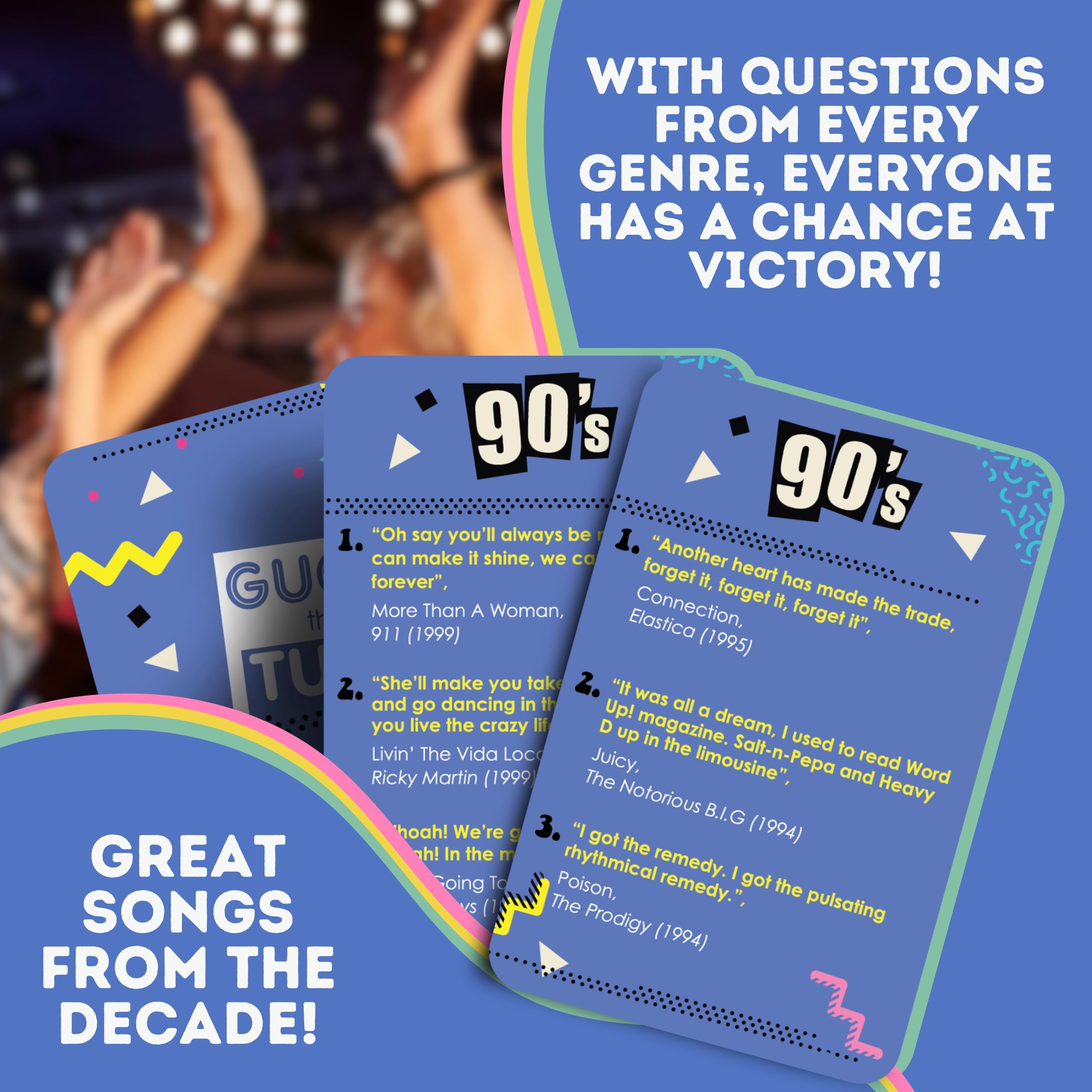 Boxer Gifts Nineties Guess That Tune Music Card Games For Adults And Families | Song Lyrics Game Night - Name The 90S Song Trivi