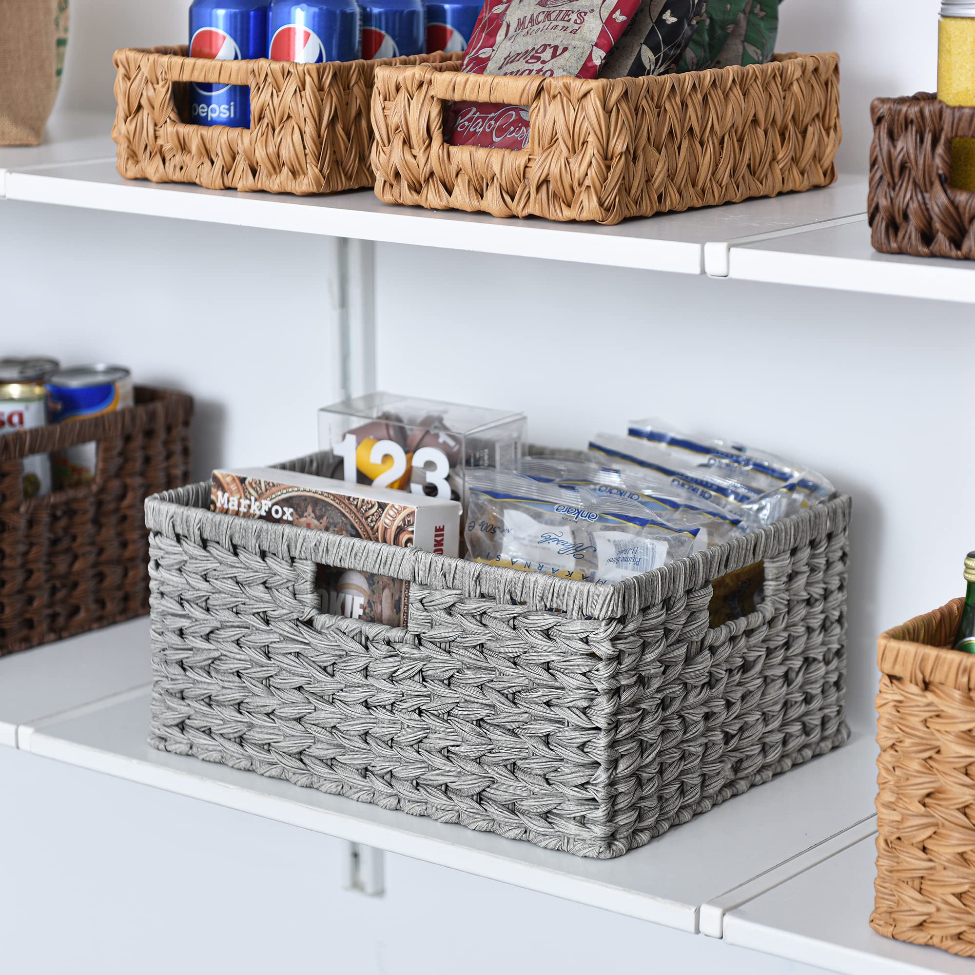 Granny Says Large Wicker Basket For Storage, Waterproof Storage Baskets, Wicker Basket With Handles, Storage Baskets For Shelves