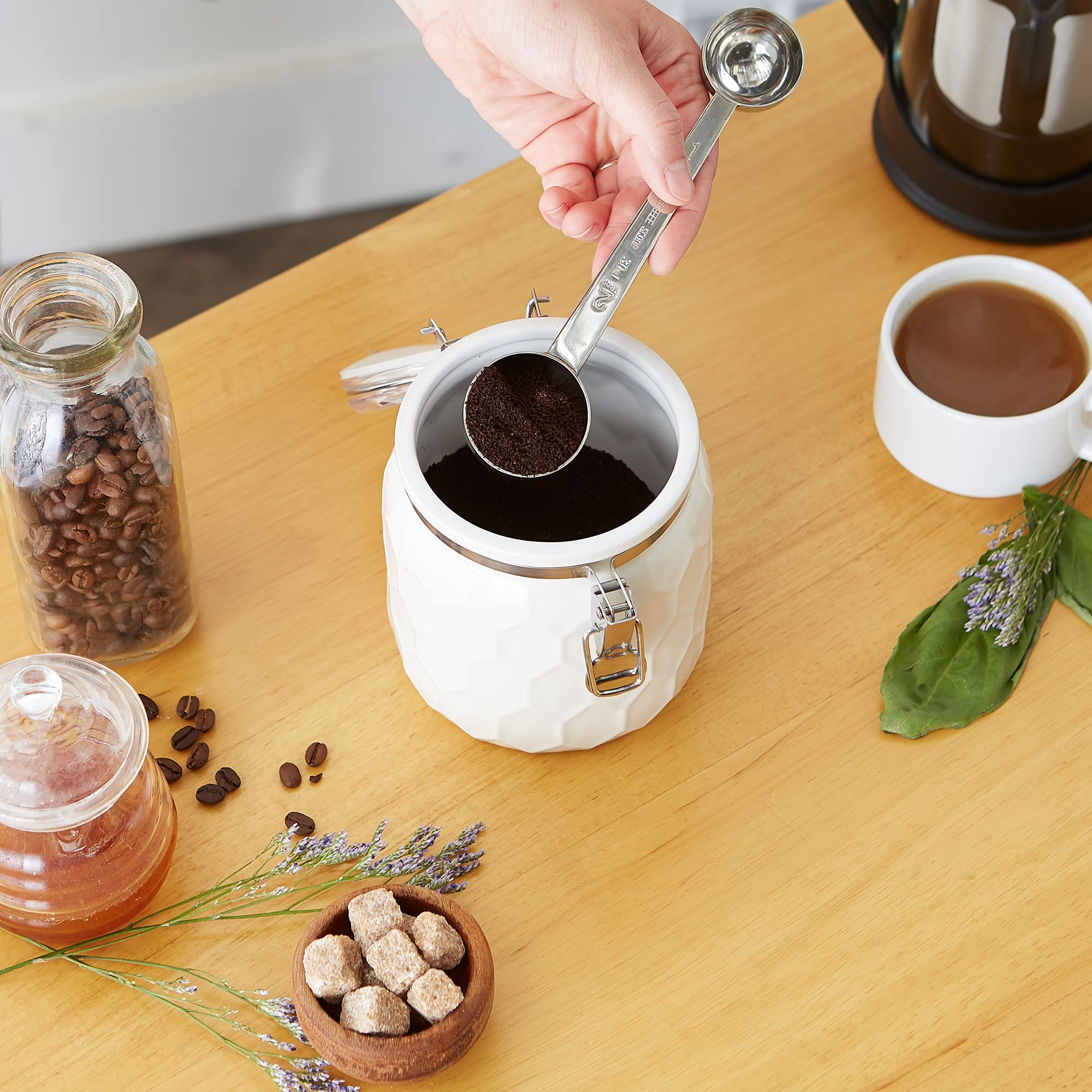 Rsvp International Coffee Measuring Spoon, Long Handled Stainless Steel Scoop Multi-Purpose For Baking, Ground Coffee, Beans Or