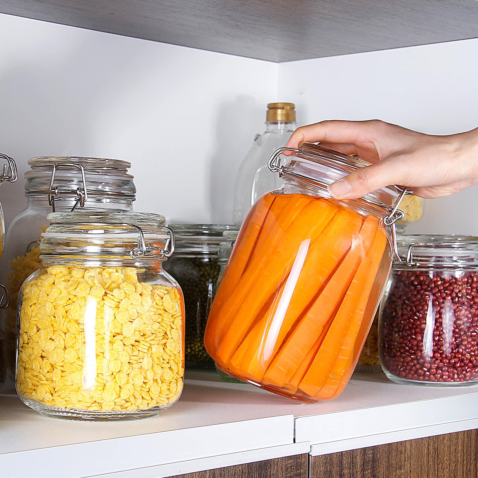Yeboda 48Oz Food Storage Canister Glass Jars With Clamp Airtight Lids And Silicone Gaskets For Multi-Purpose Kitchen Containers