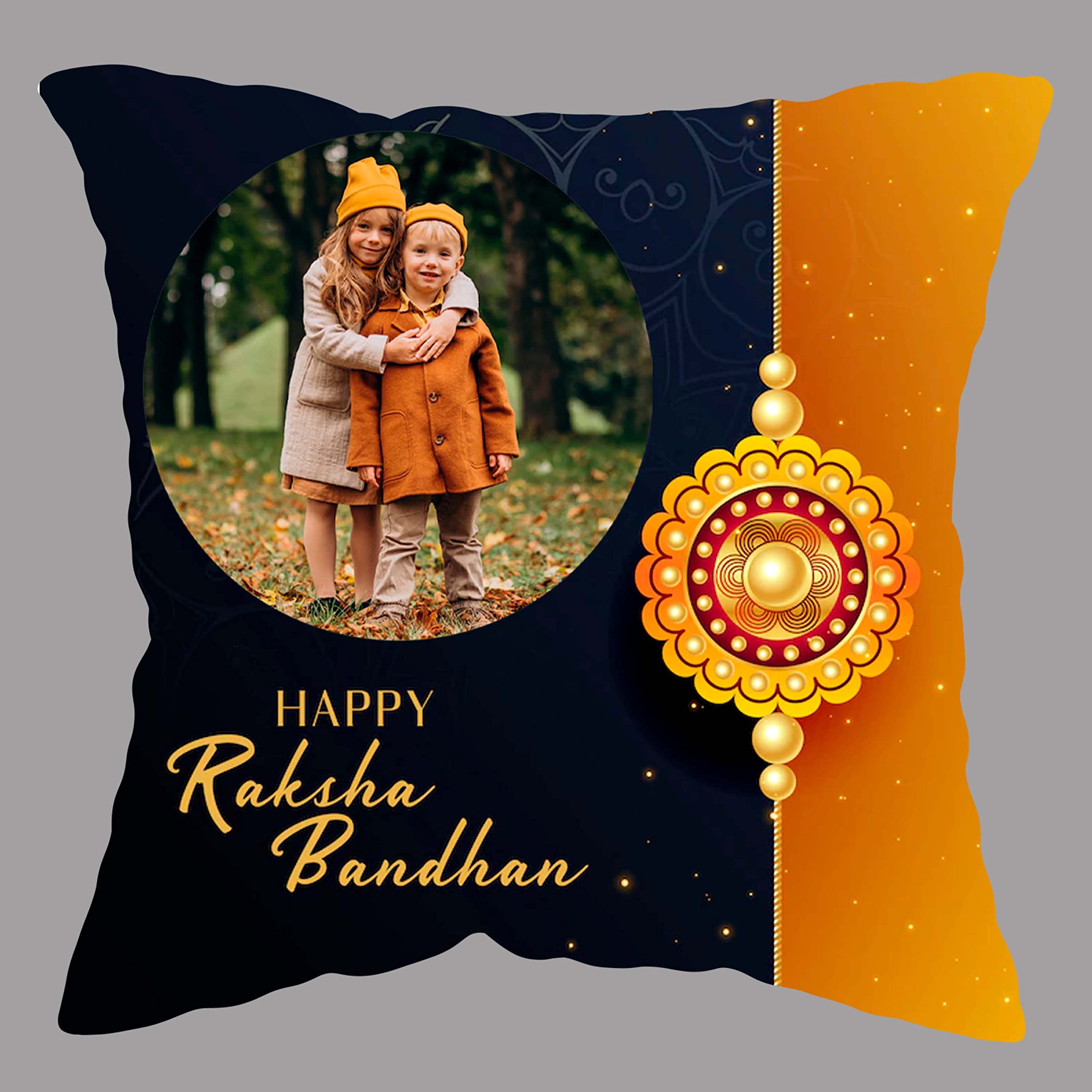 GiftoKing Customized Cushion for Rakhi Gift, Best Gift for Rakshabandhan, Multicolour (Pattern4, 12x12 Inch)