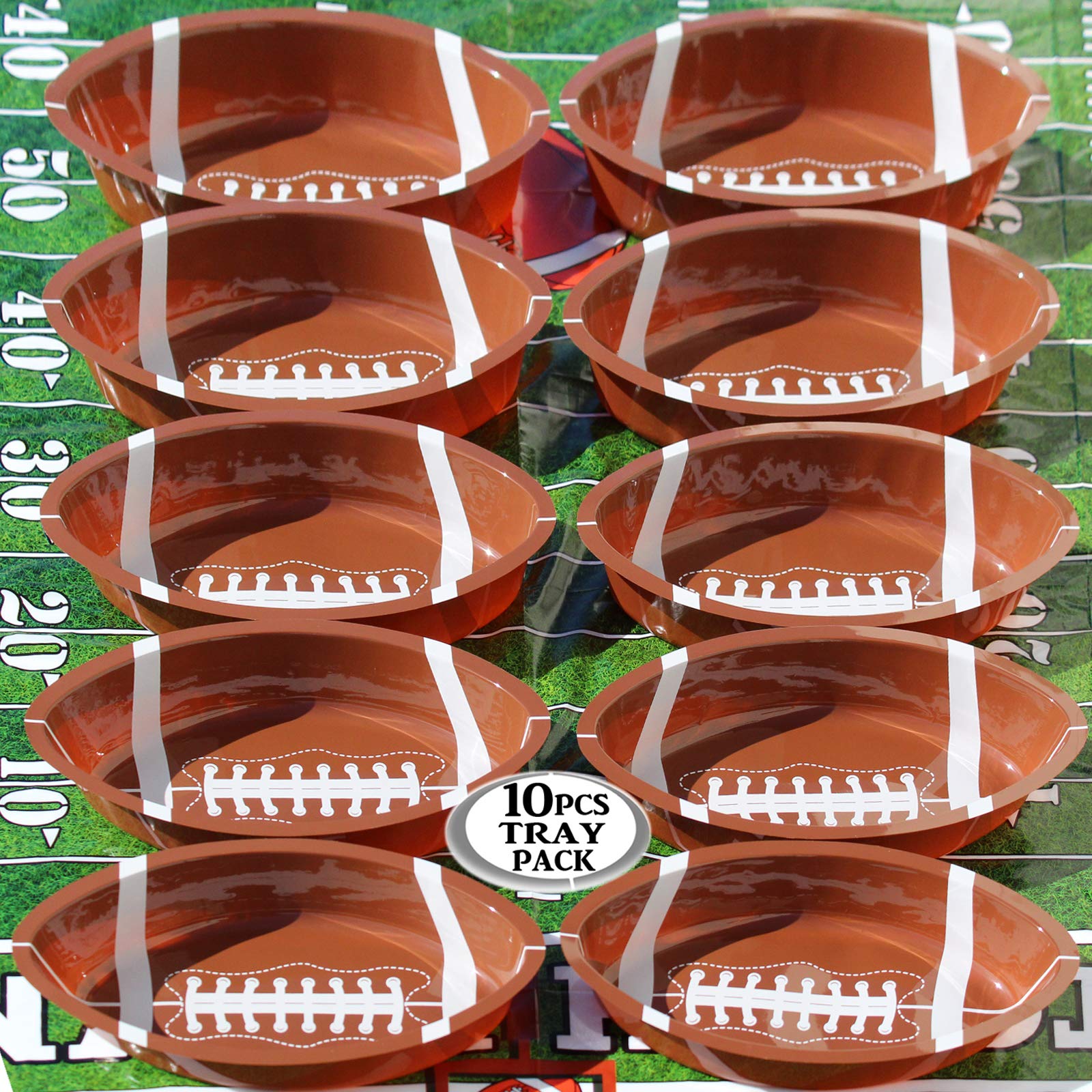 Anapoliz Football Serving Trays | 10 Pcs Plastic Football Snack Trays | Game Day Football Serveware | Tailgate Party Serving Pla