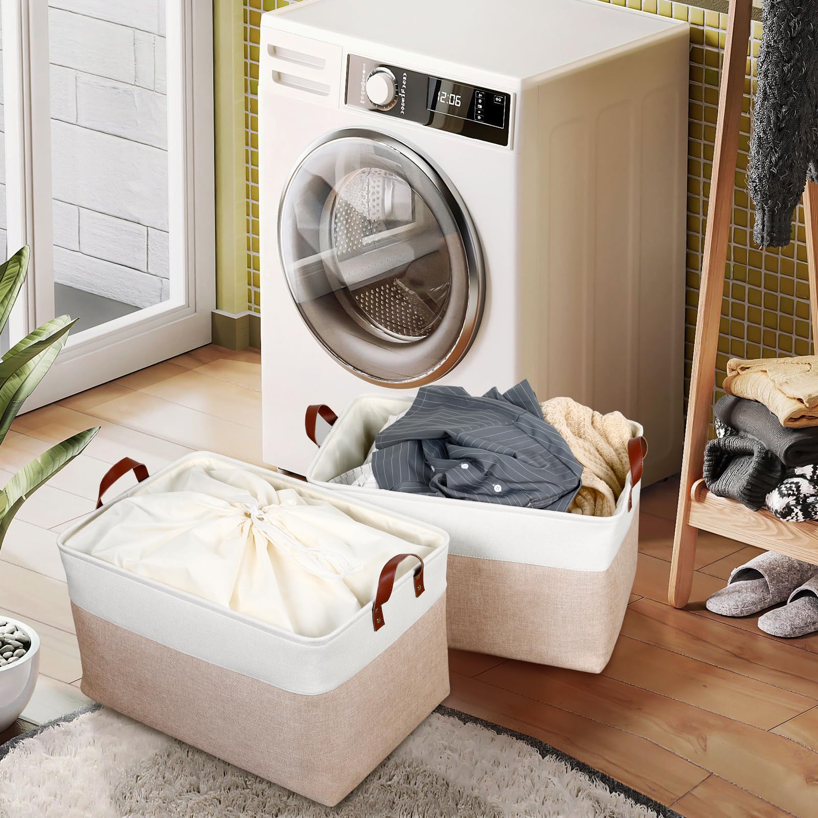 Dullemelo 70L Extra Large Storage Bin, 22'' X 15'' X 13'' Oversized Storage Basket, Collapsible Storage Box, Fabric Clothes Toys