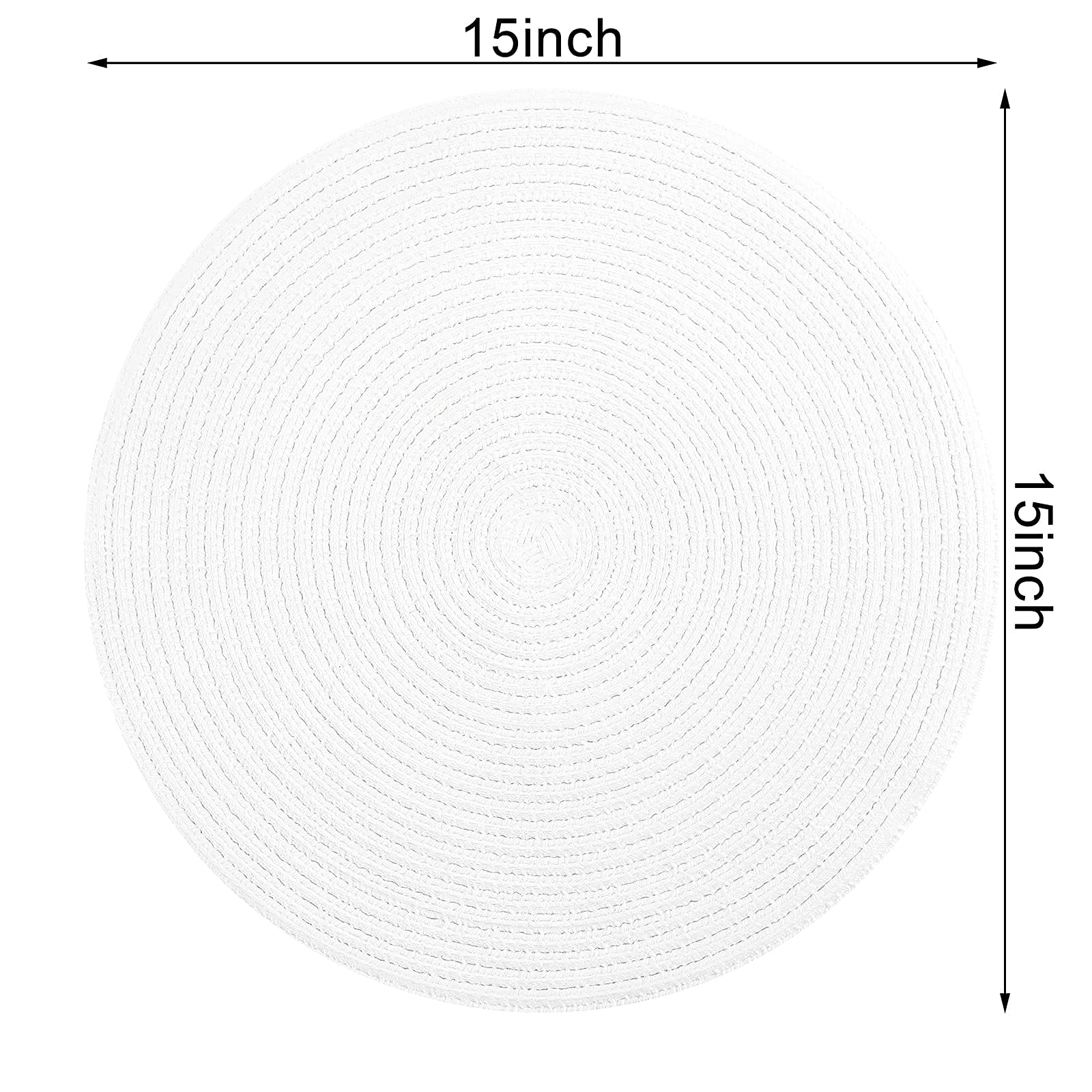 Shacos Round Braided Placemats Set Of 4 Washable Round Table Mats For Dining Table 15 Inch (White, 4)