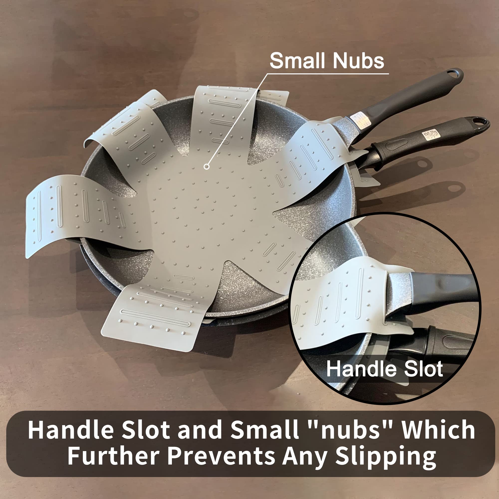 Pot & Pan Protectors, 3-Piece Silicone Cookware Protector Pad, Stacking Pan Protector. It Has A Unique Opening And Fixing Design