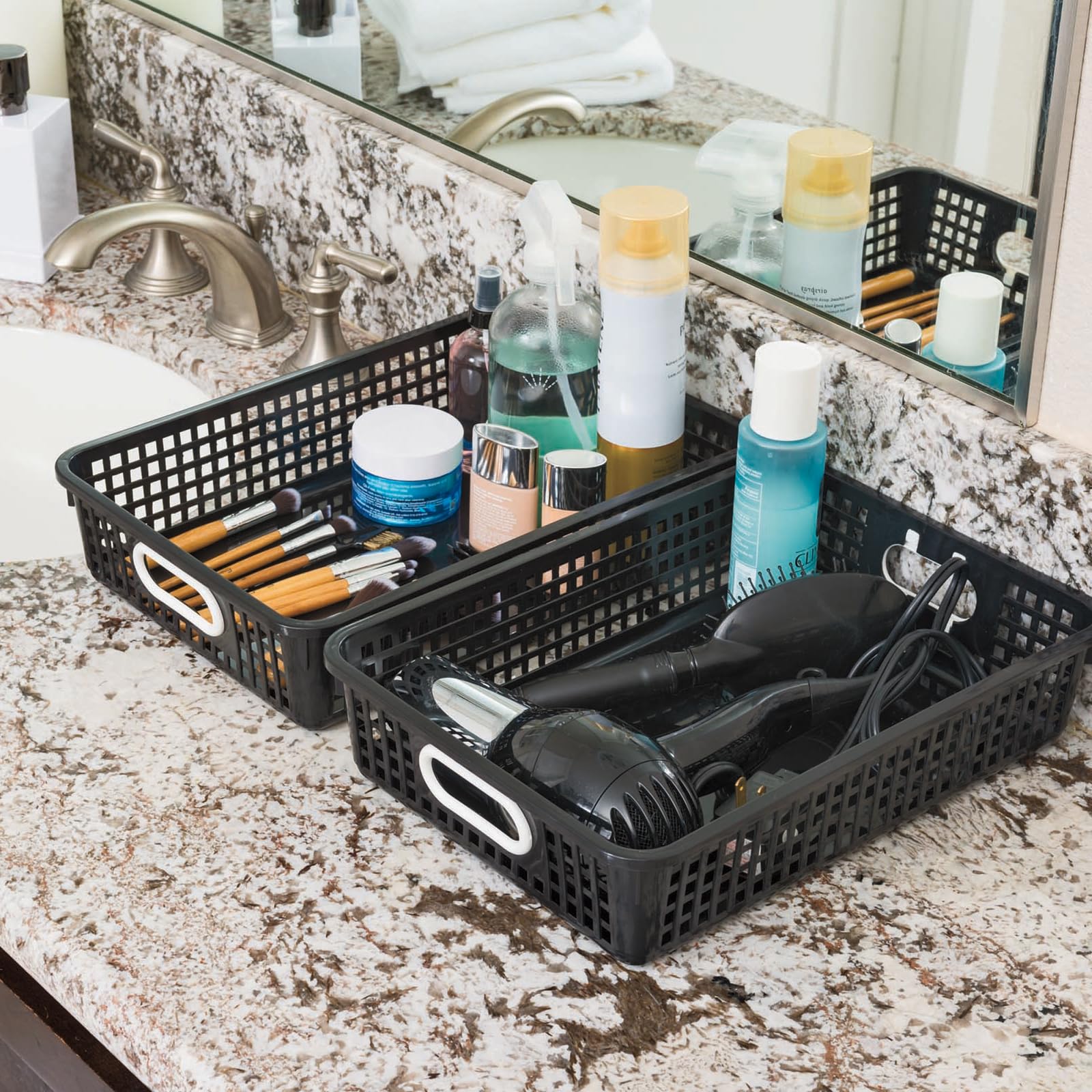 Really Good Stuff - 666019 Plastic Desktop Paper Storage Baskets For Classroom Or Home Use - 14   X10    Plastic Mesh Baskets Ke