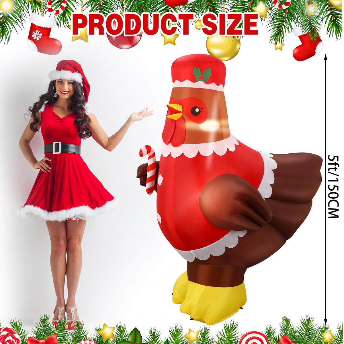 Little Chicken Inflatables Ceenna 5 ft Lighted Inflatable Chicken with Colorful LED - Holiday Yar ...