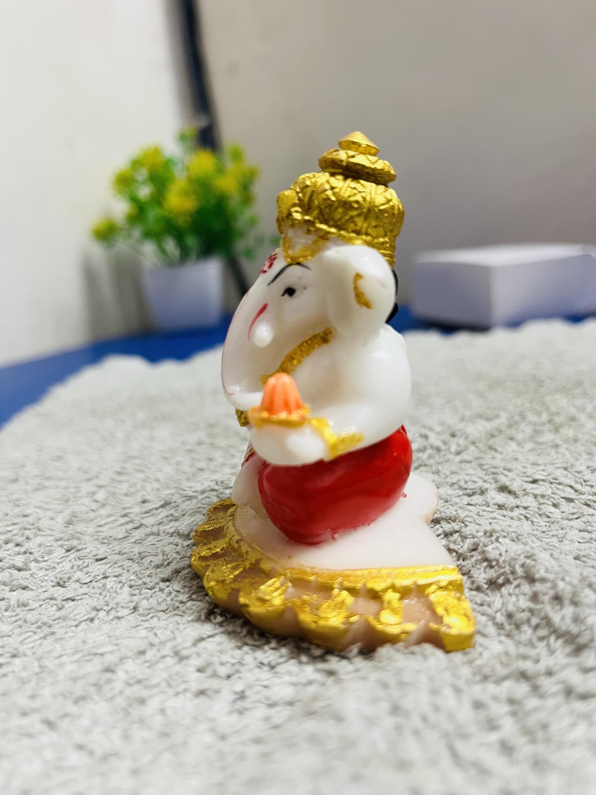 Awesome Craft Marble Car Ganesha Idols For Dashboard. Small Size Ganesh Ji Moorti Idol/Ganpati Statue For Car, Home, Mandir, Poo