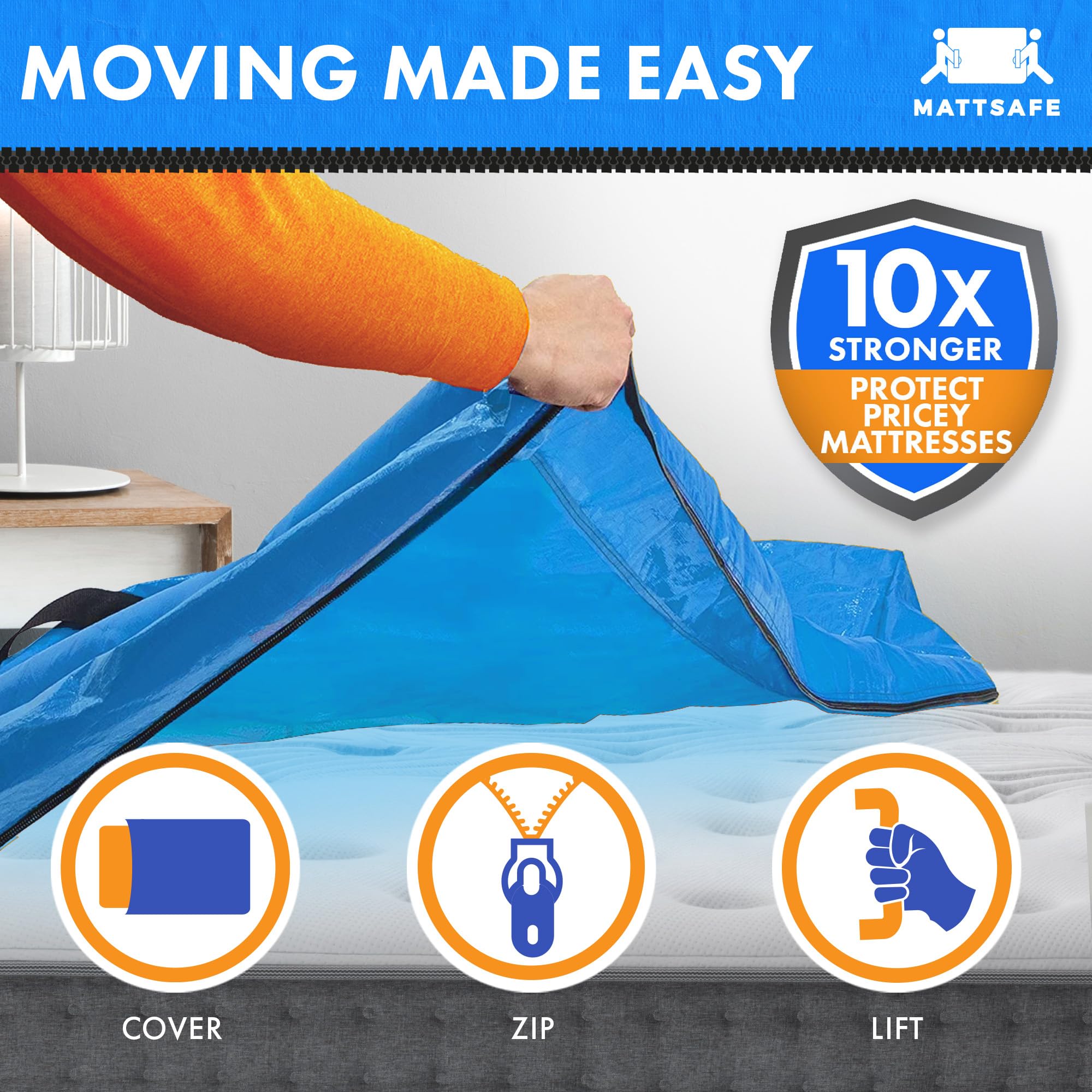 Nordic Elk Mattress Bags For Moving And Storage (Twin Xl Size) - Mattress Cover For Moving - Heavy Duty, 8 Handles And Strong Zi