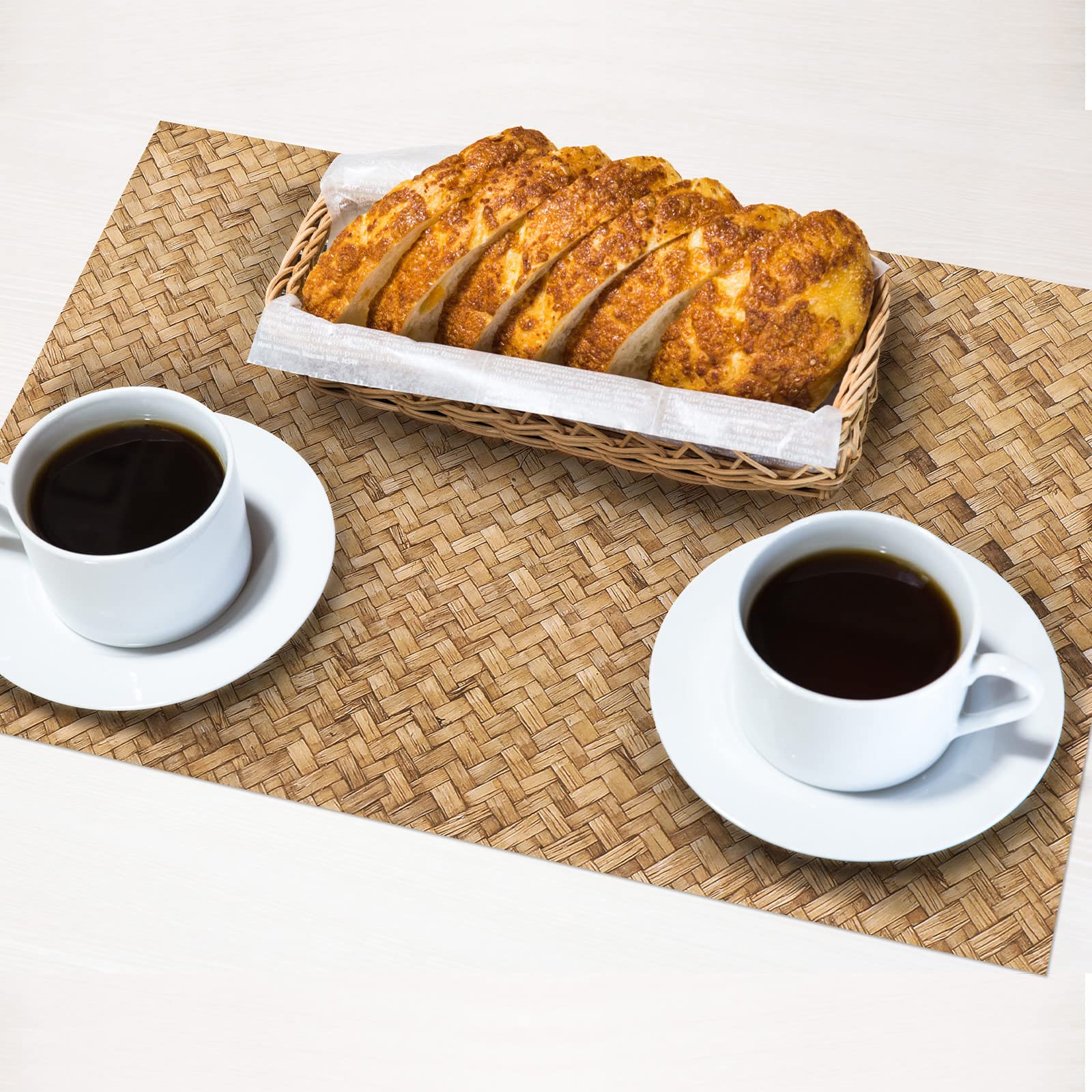 100 Pcs Rattan Paper Placemats 11.8 X 15.7 Inch Disposable Wicker Printed Paper Place Mats Farmhouse Disposable Wicker Chargers