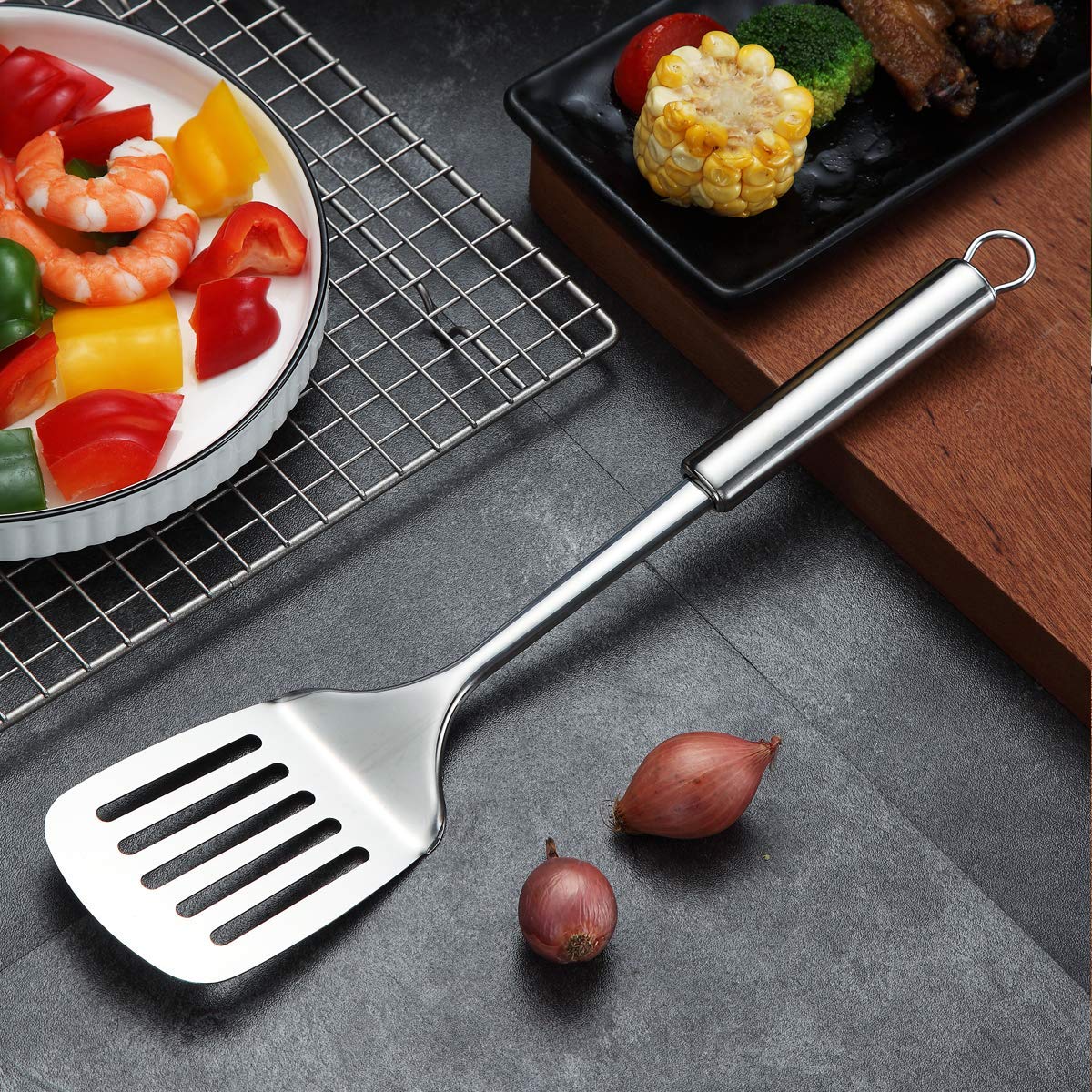 Stainless Steel Spatulas, Berglander Slotted Turner, Metal Spatulas Turner For Cooking, Kitchen Spatulas For Nonstick Cookware,