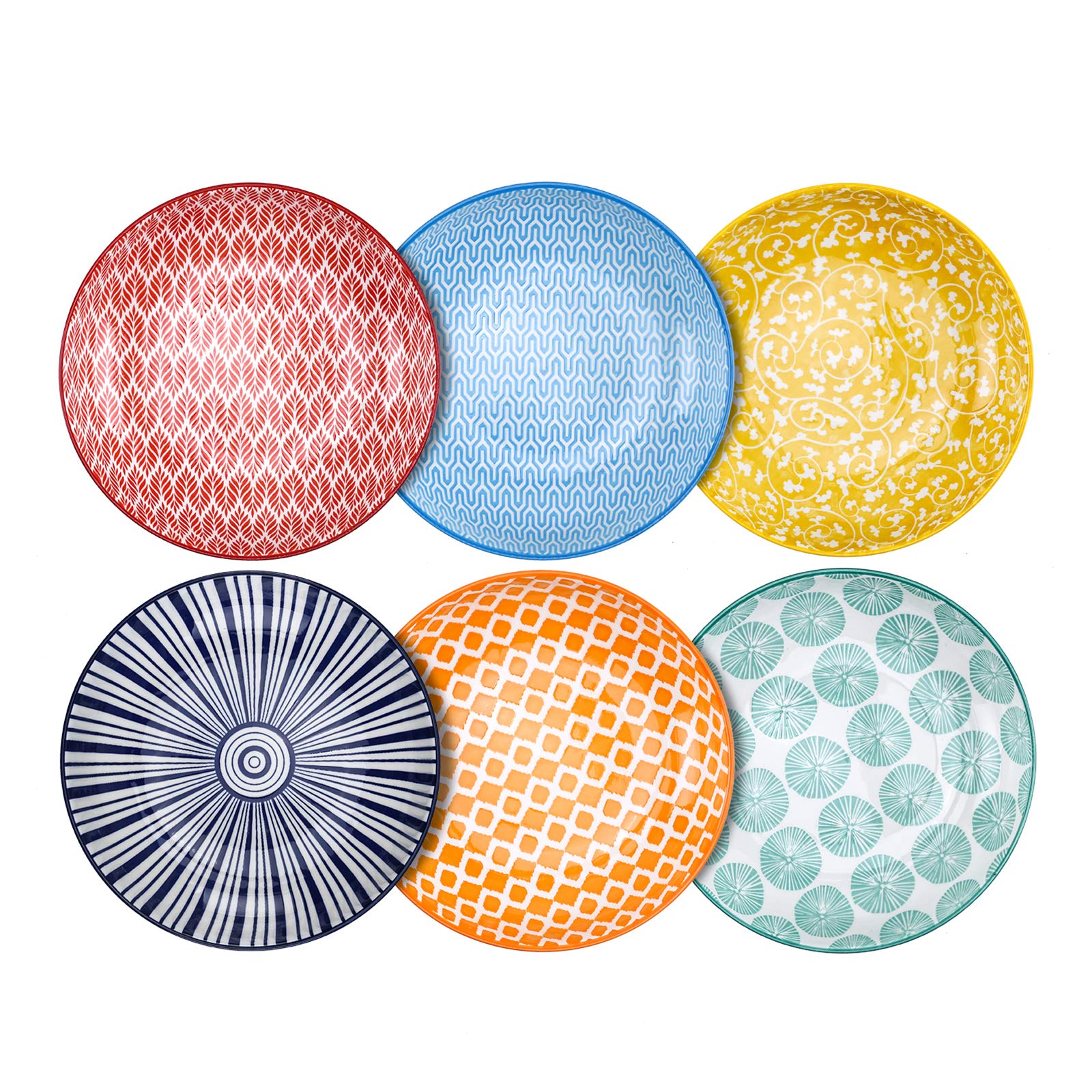 Selamica Porcelain Salad Pasta Bowls, Serving Bowls - 26 Ounce, Set Of 6, Assorted Colors