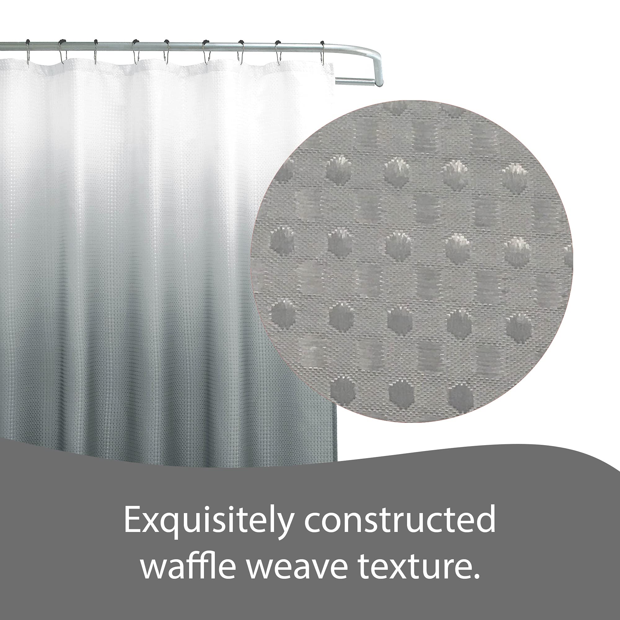 Creative Home Ideas Waffle Shower Curtain Set  70'' x 72''  Dark Grey Ombre