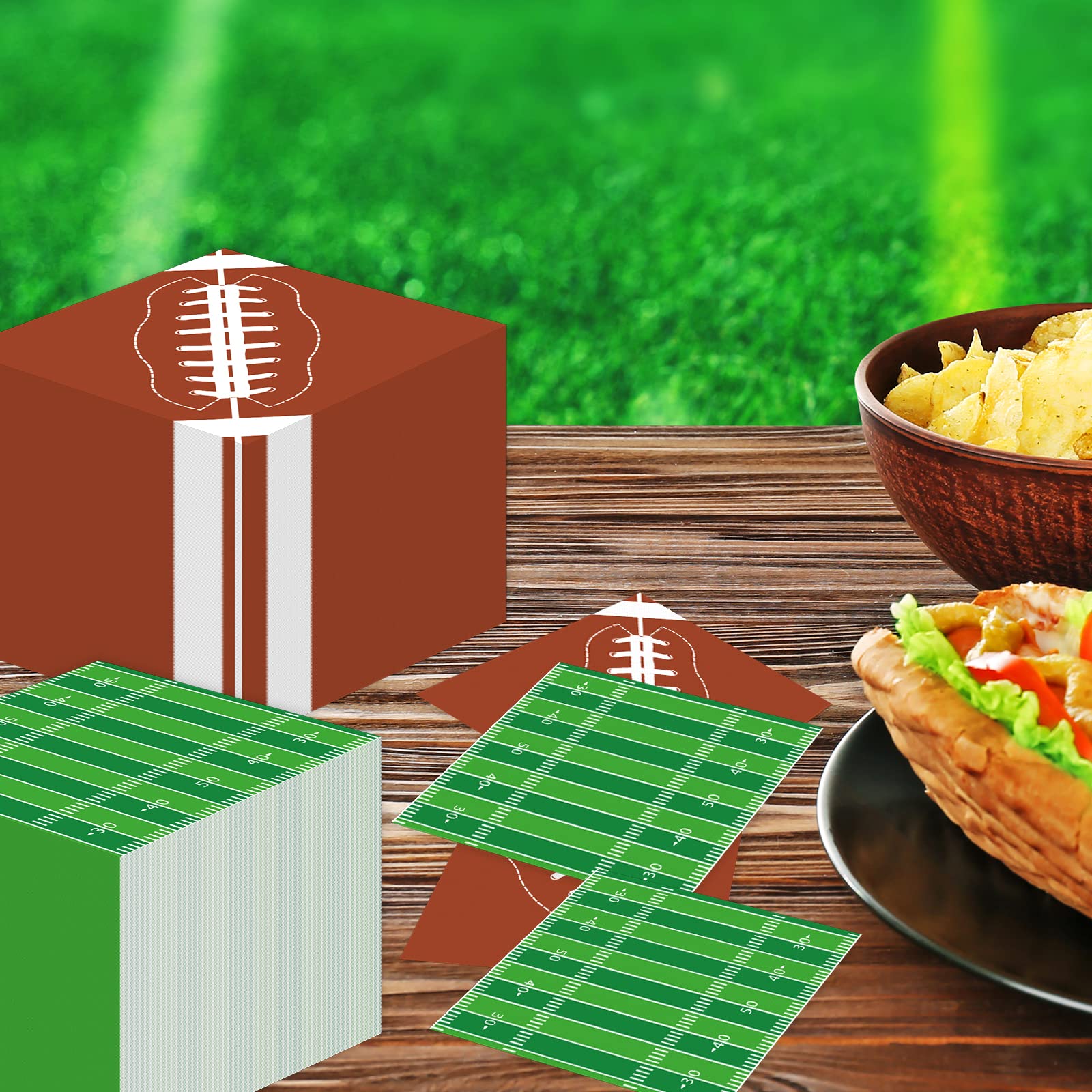 100Pcs Football Napkins Football Party Supplies Decorations Disposable Paper Napkins Set For Sport Football Frenzy Game Time Tai