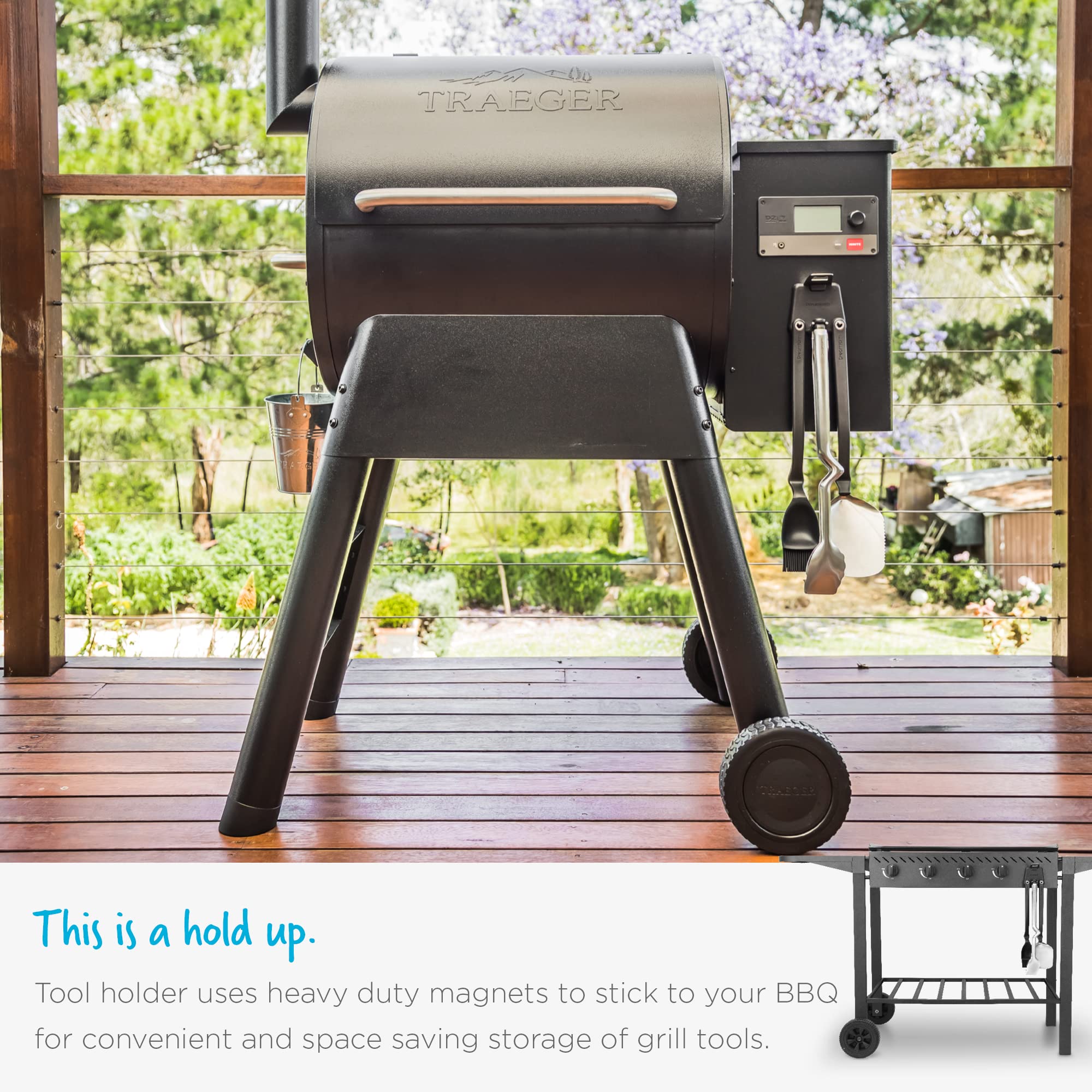 Dreamfarm Set Of Bbq Grill Tools | Stainless Steel Cooking Utensils | Bbq Brizzle, Bbq Clongs, Bbq Chopula With Magnetic Set Hol