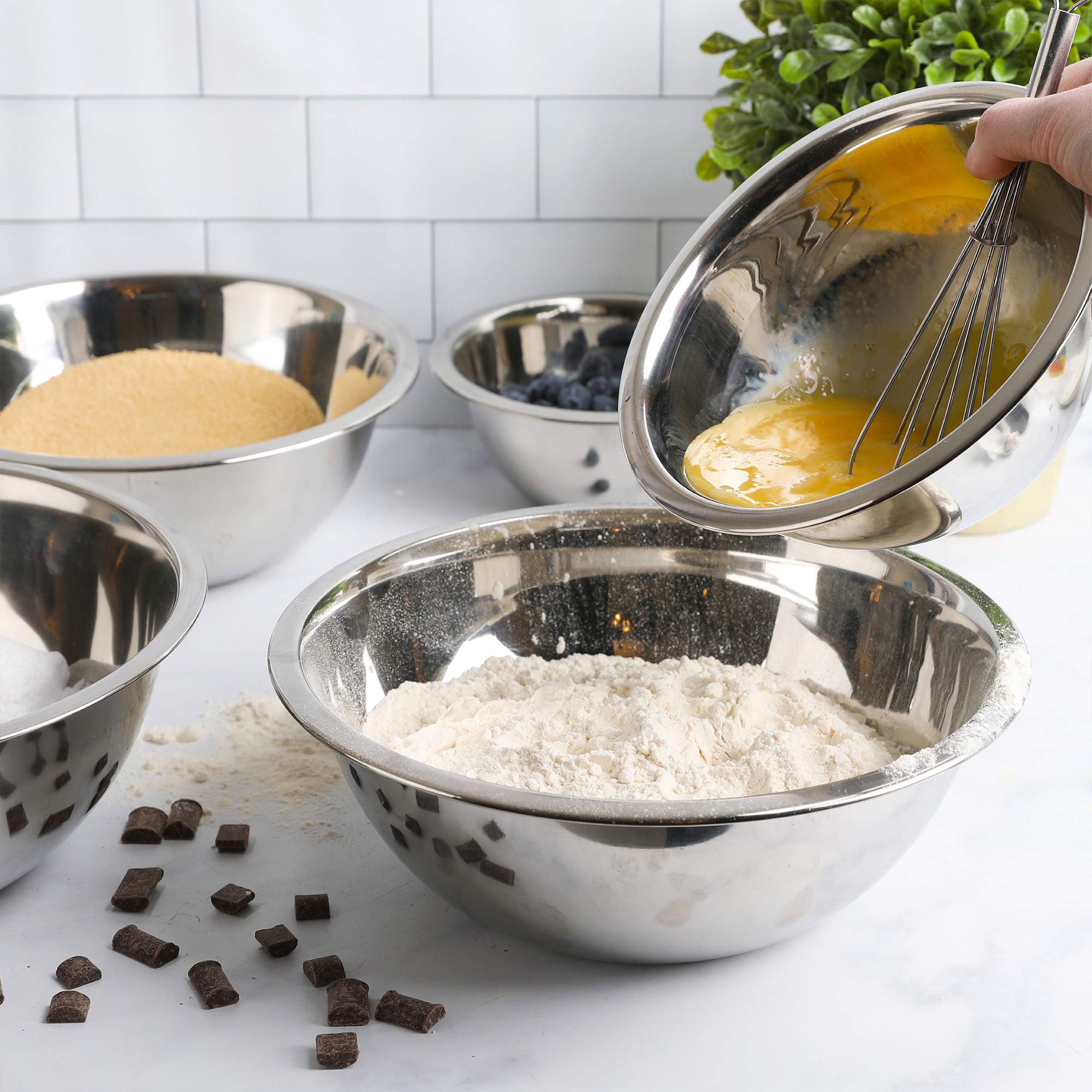 Whysko Meal Prep Stainless Steel Mixing Bowls Set, Home, Refrigerator, And Kitchen Food Storage Organizers | Ecofriendly, Reusab