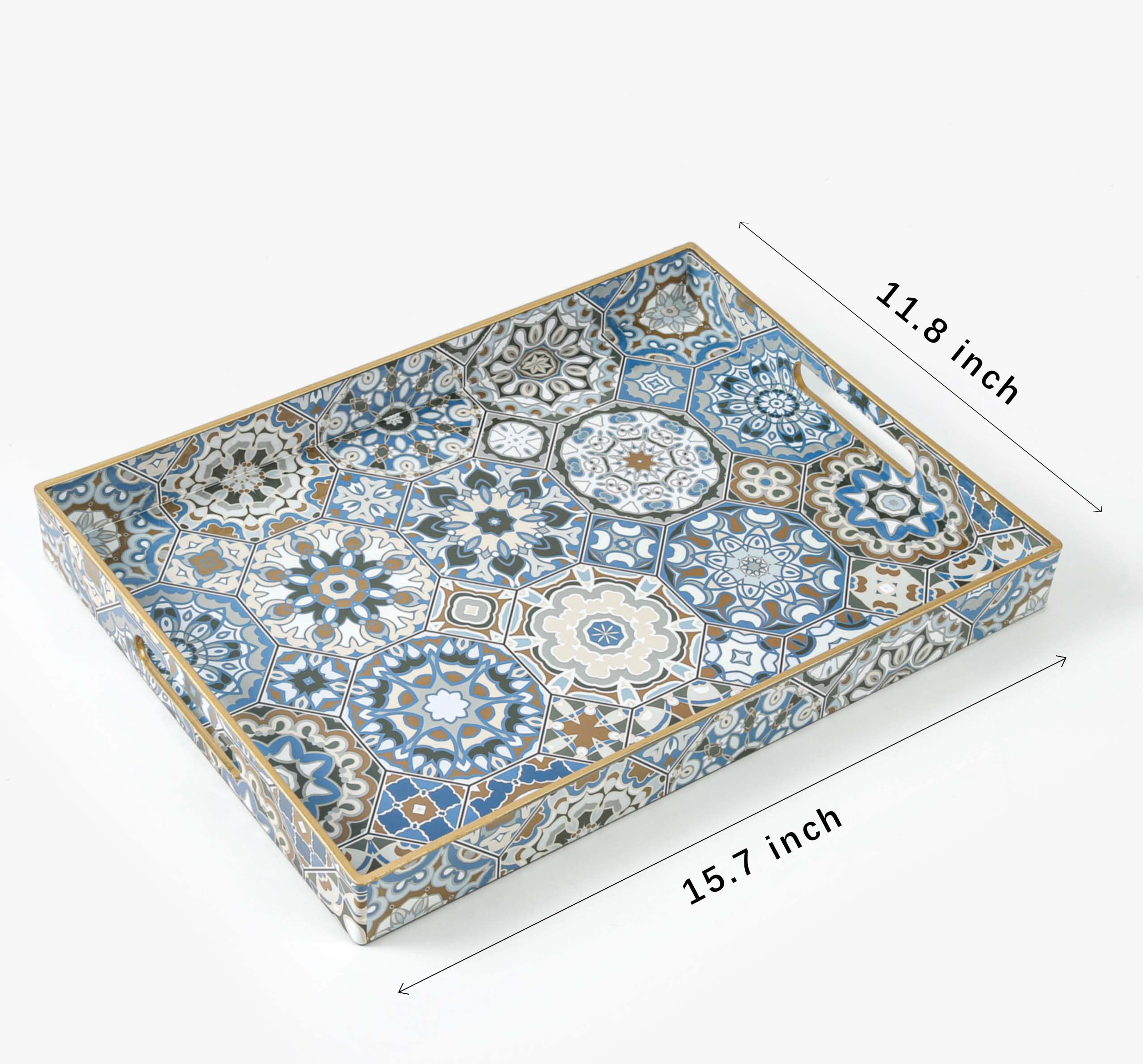 Agiota Boho Coffee Table Tray Serving Tray With Handles Large Tray For Ottoman Modern Decorative Tray For Living Room