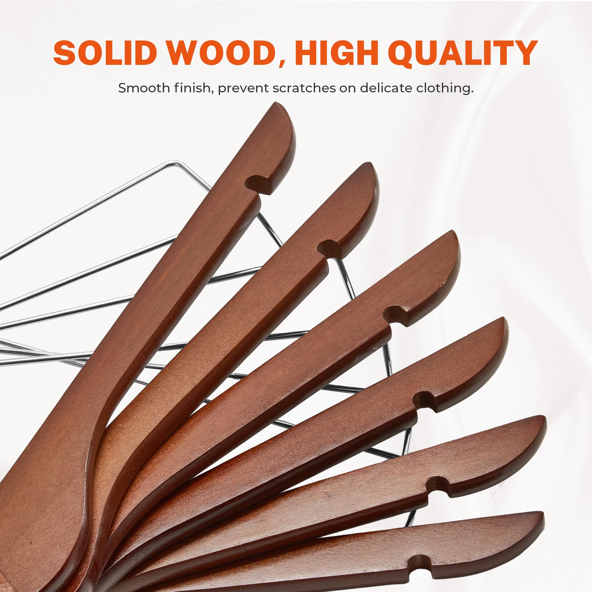 HOUSE DAY Wooden Hangers 12 Pack Hangers with Clips Wood Hangers Wooden Clothes Hanger Natural Smooth Finish Wooden Hanger Premium Wooden Hangers for Clothes Suit  Walnut