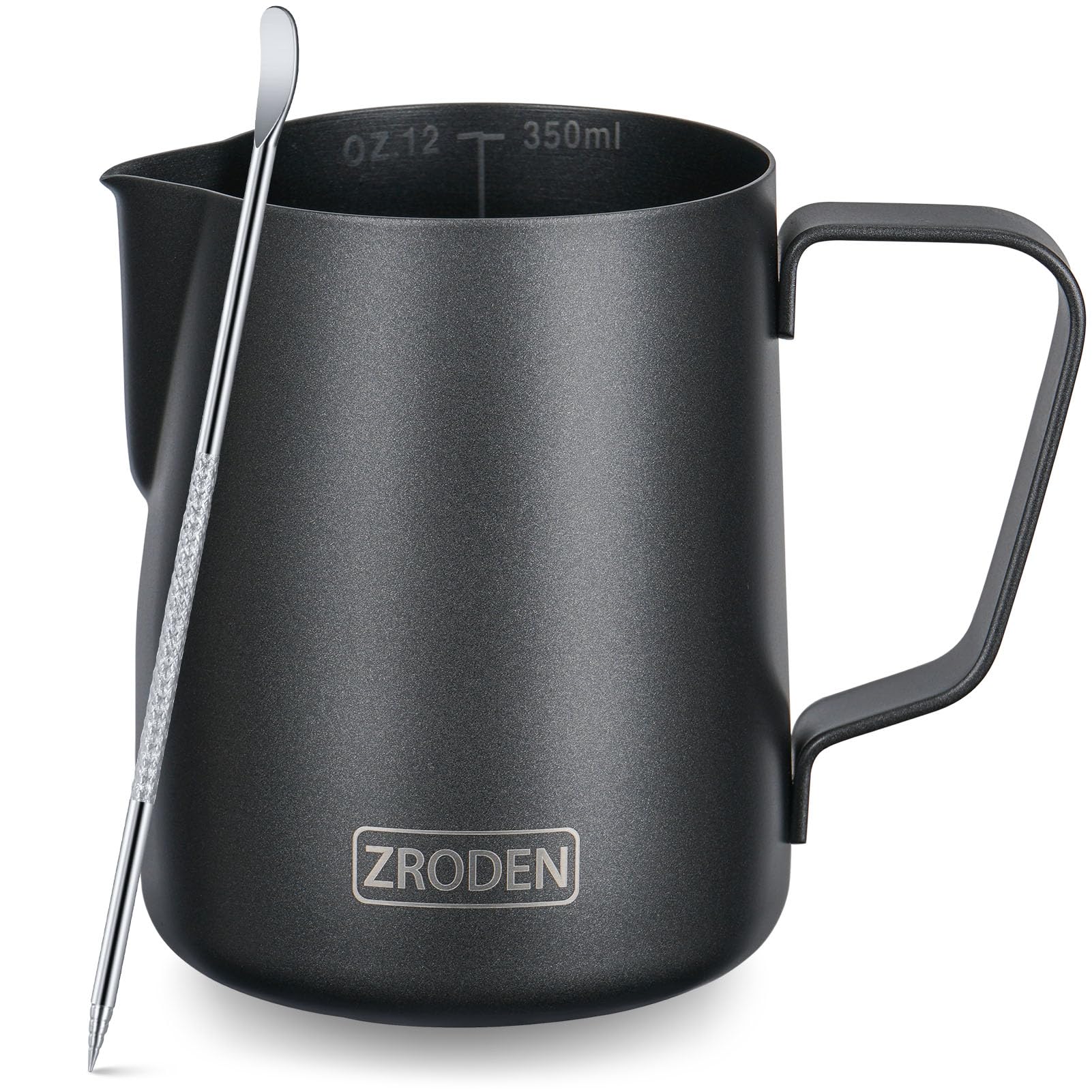 Milk Frothing Pitcher, 12Oz Espresso Steaming Pitchers Stainless Steel Cappuccino Coffee Machine Accessories Barista Tools Steam