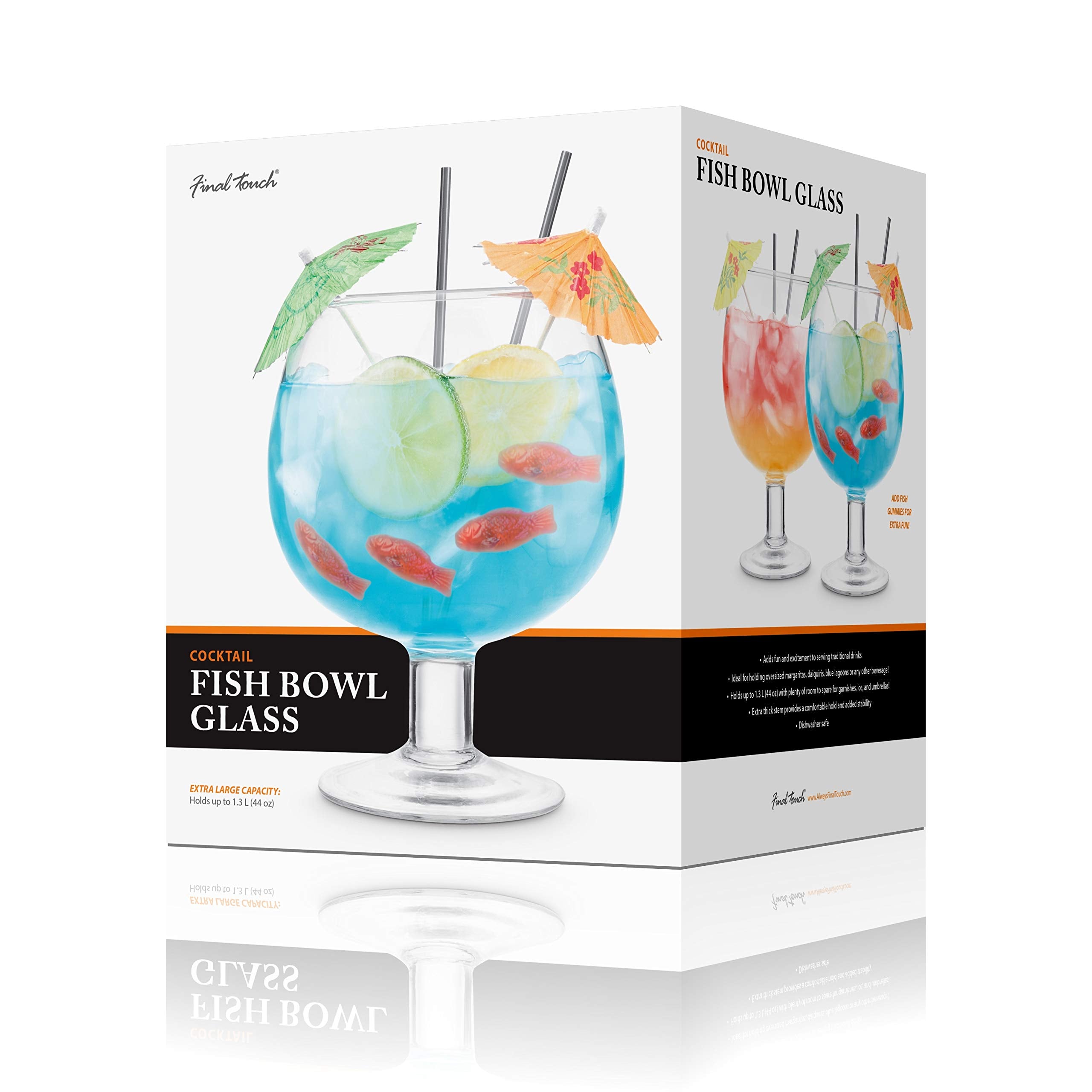 Final Touch Fishbowl Glass for Cocktails & Drinks - Holds up to 1.3 L (44 oz) (FTA1870)