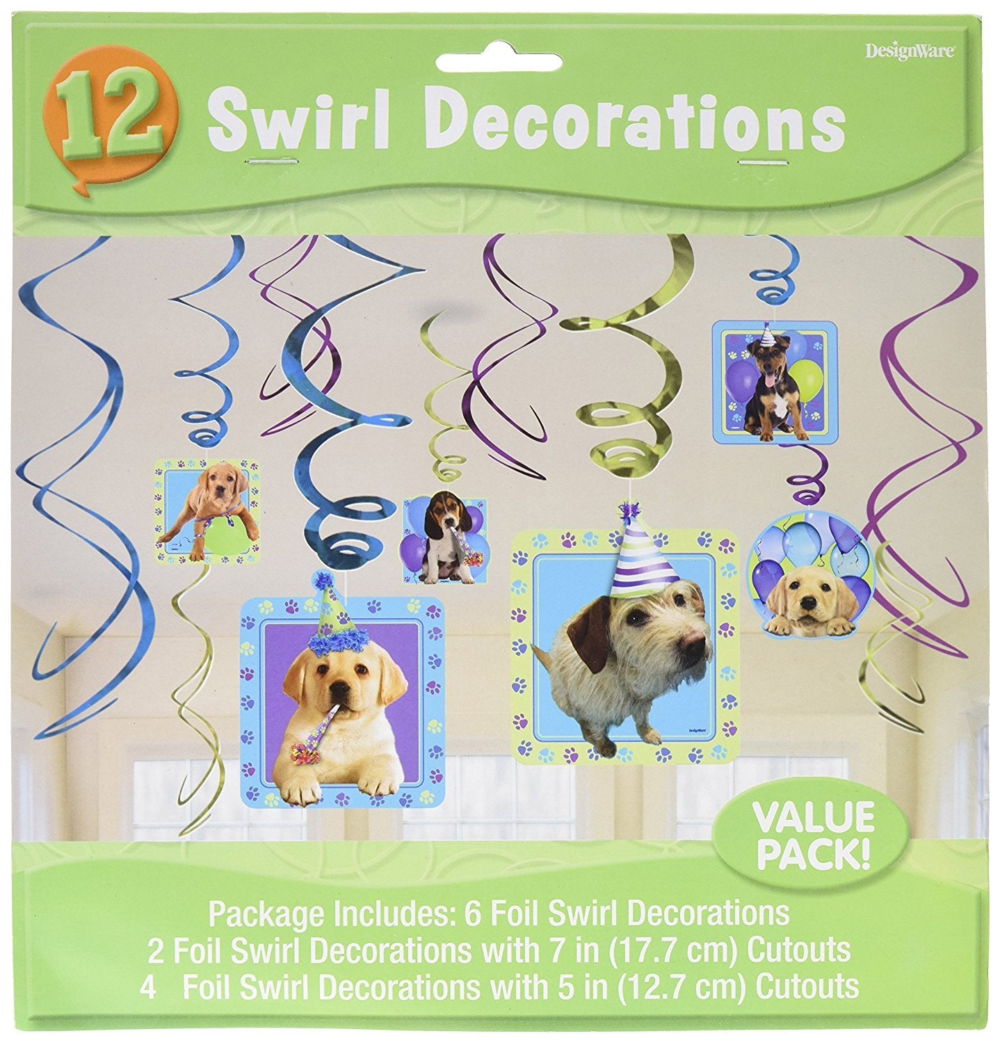Amscan Adorable Party Pups Swirls Decorations Value Kit, Multicolor, 24''