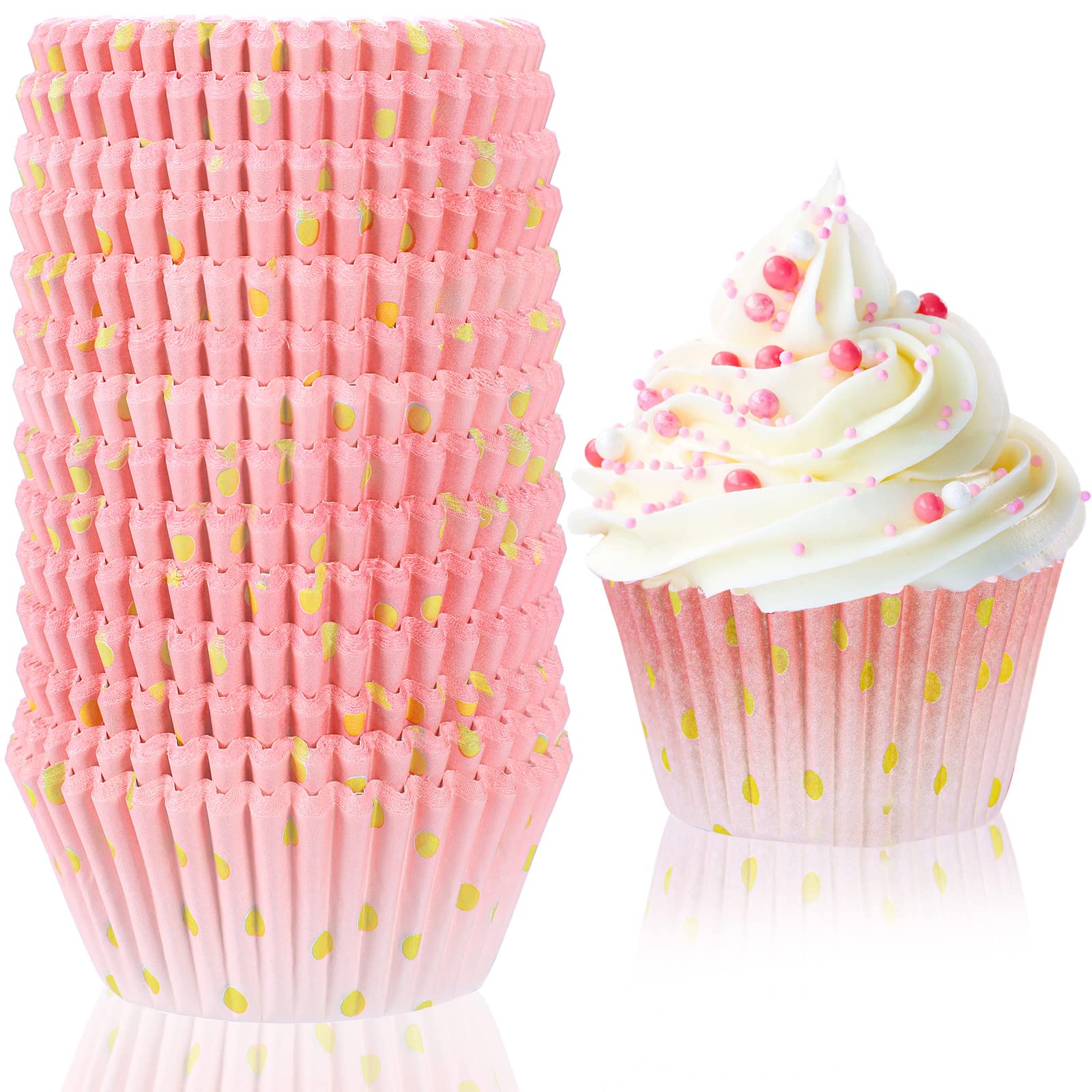 Funtery 300 Count Pink Cupcake Liners Pink Gold Bridal Shower Cupcake Wrappers Cupcake Wrappers Decorations Paper Cupcake Liners