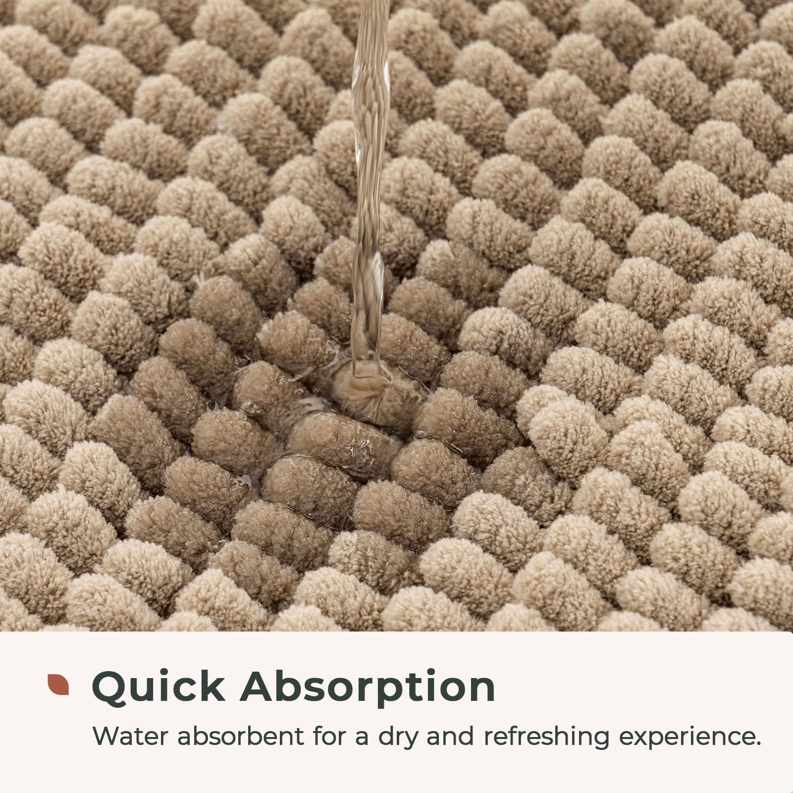 Freshmint Chenille Bathroom Rugs Non-Slip Bath Mat 24X17, Washable Soft Shower Mat, For Bathroom Floor & Tub Fluffy Shag Bath Ru