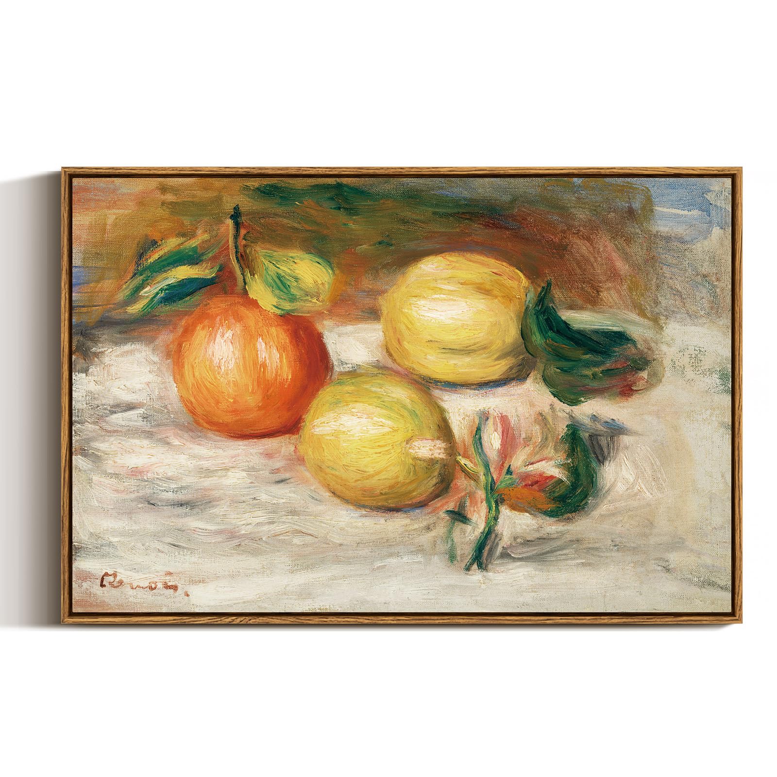 Arpeotcy Framed Canvas Wall Art, Vintage Still Life Lemons Orange Large Wall Art Home Decor, Classical Farmhouse Fruit Oil Paint