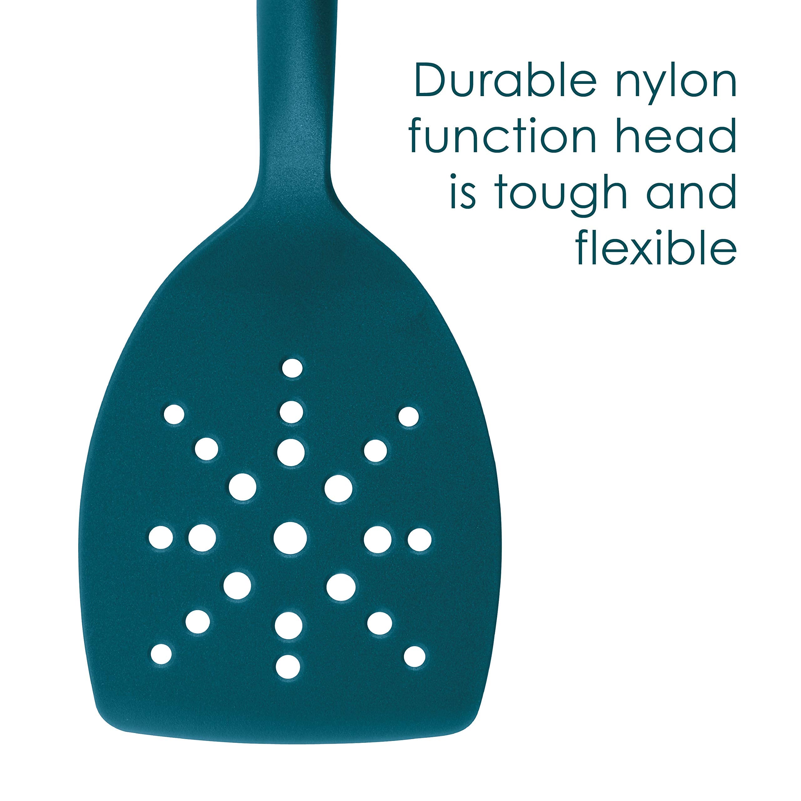 Rachael Ray Tools and Gadgets Spoon  Slotted and Solid Turners Set/ Cooking Utensils - 3 Piece  Teal Blue
