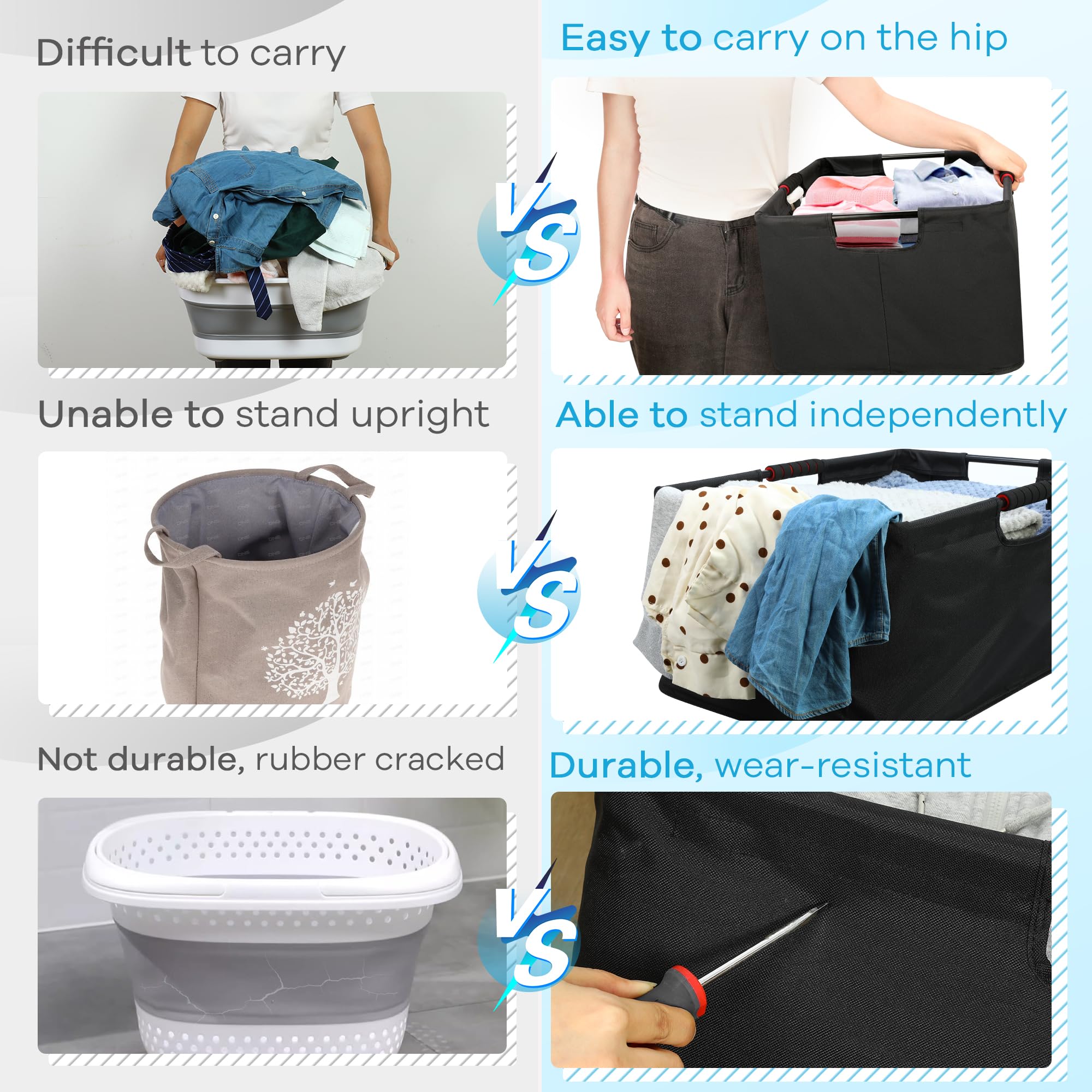 Large Laundry Basket With Handle 2 Pack, Laundry Room Organization, 64L Freestanding Laundry Hamper For Family, Waterproof Folda