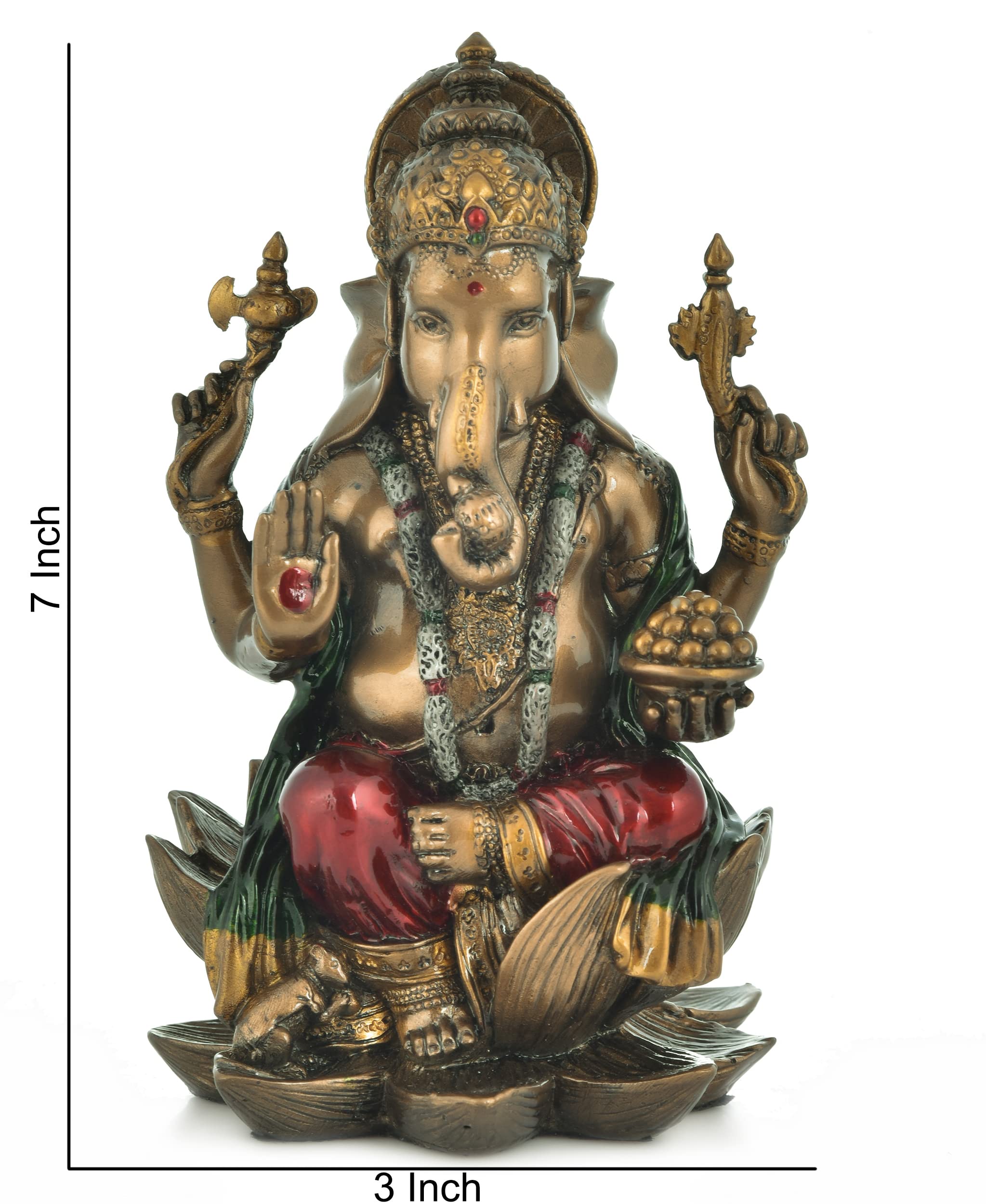 Archna Handicraft Polyresin Lord Ganesha Statue For Pooja Lord Ganesh Murti Idol For Home And Office Decor (7 X 3 Inch)