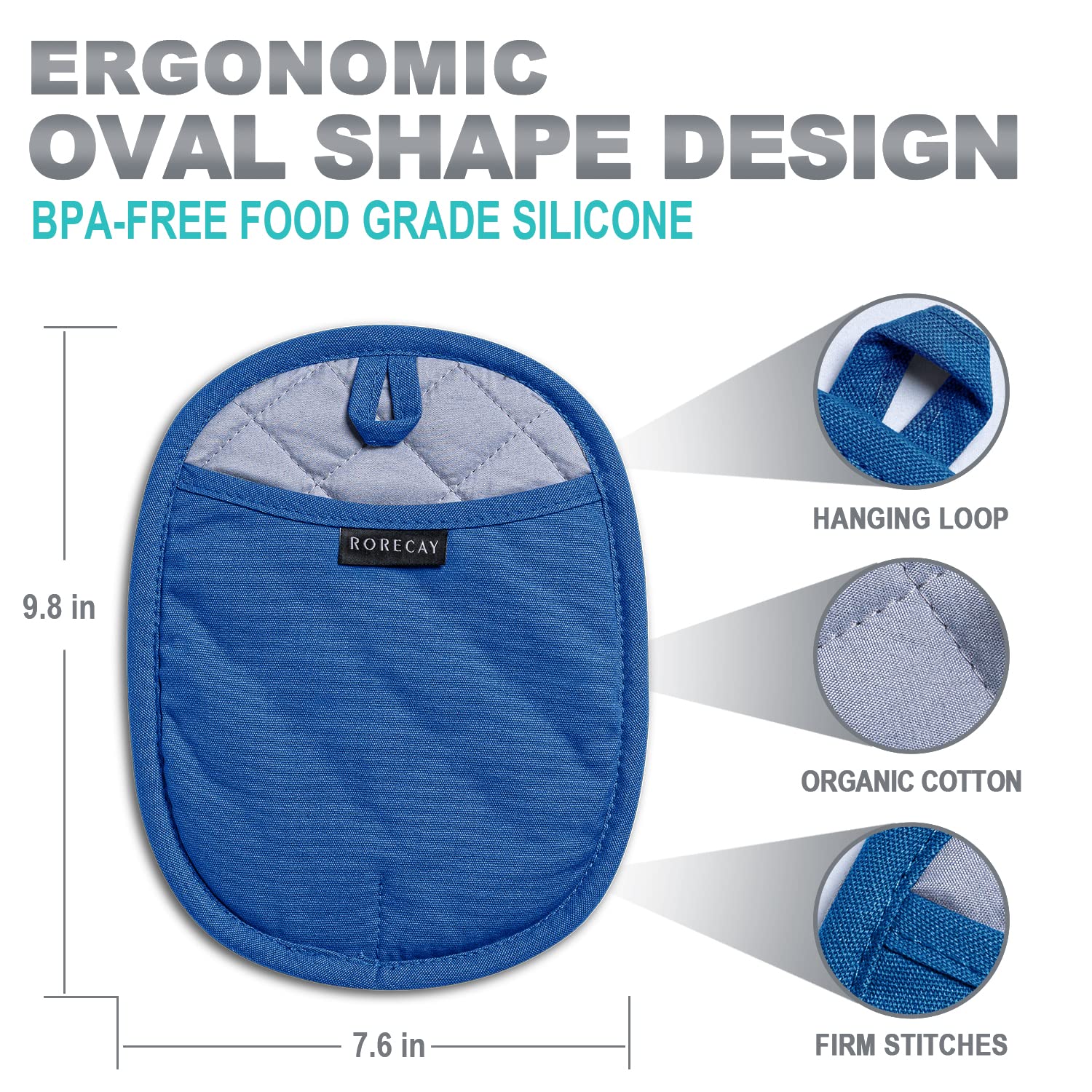 Rorecay Silicone Pot Holders Sets: Heat Resistant Oven Hot Pads With Pockets Non Slip Grip Large Potholders For Kitchen Baking C