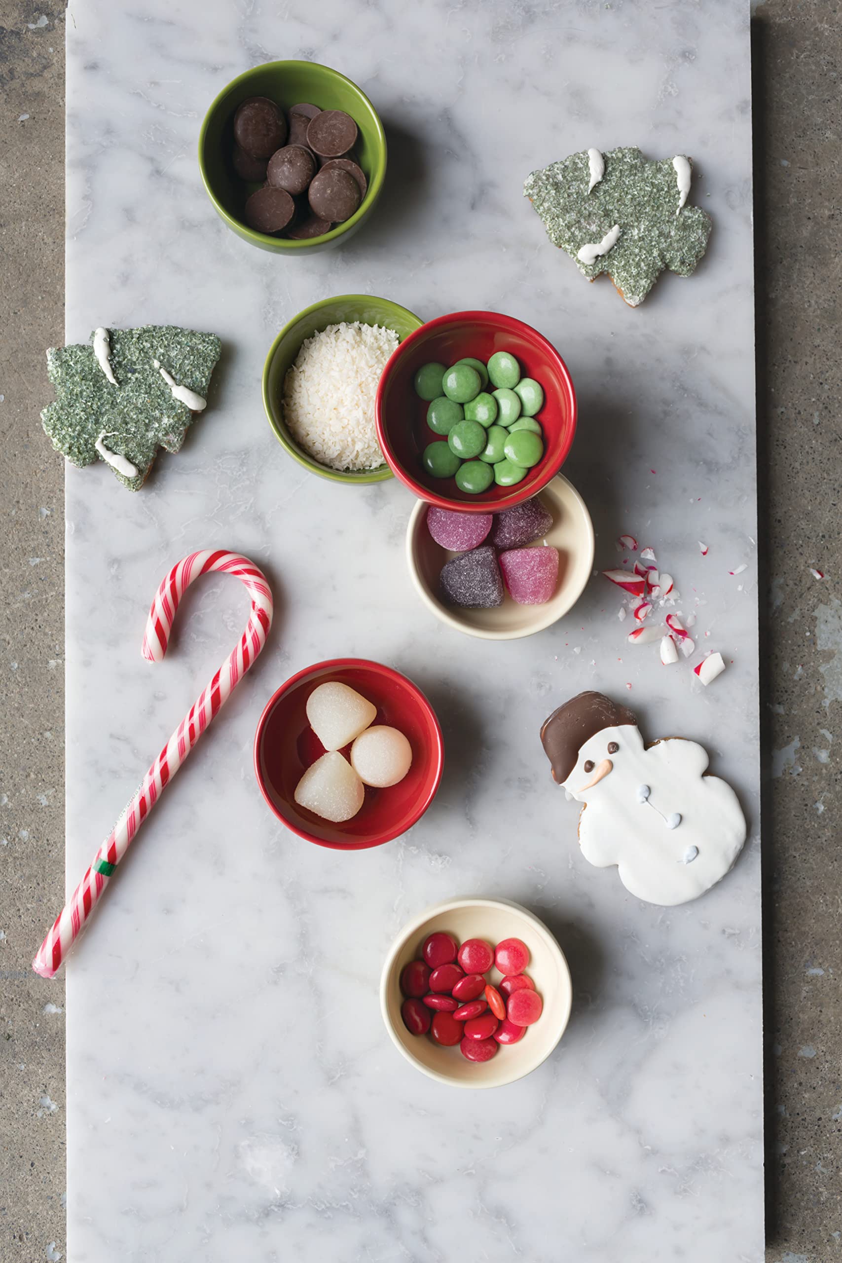 Now Designs Christmas Decor Ceramic Pinch Bowl Set, Soy Sauce Dish, Set Of 6, 2 Oz