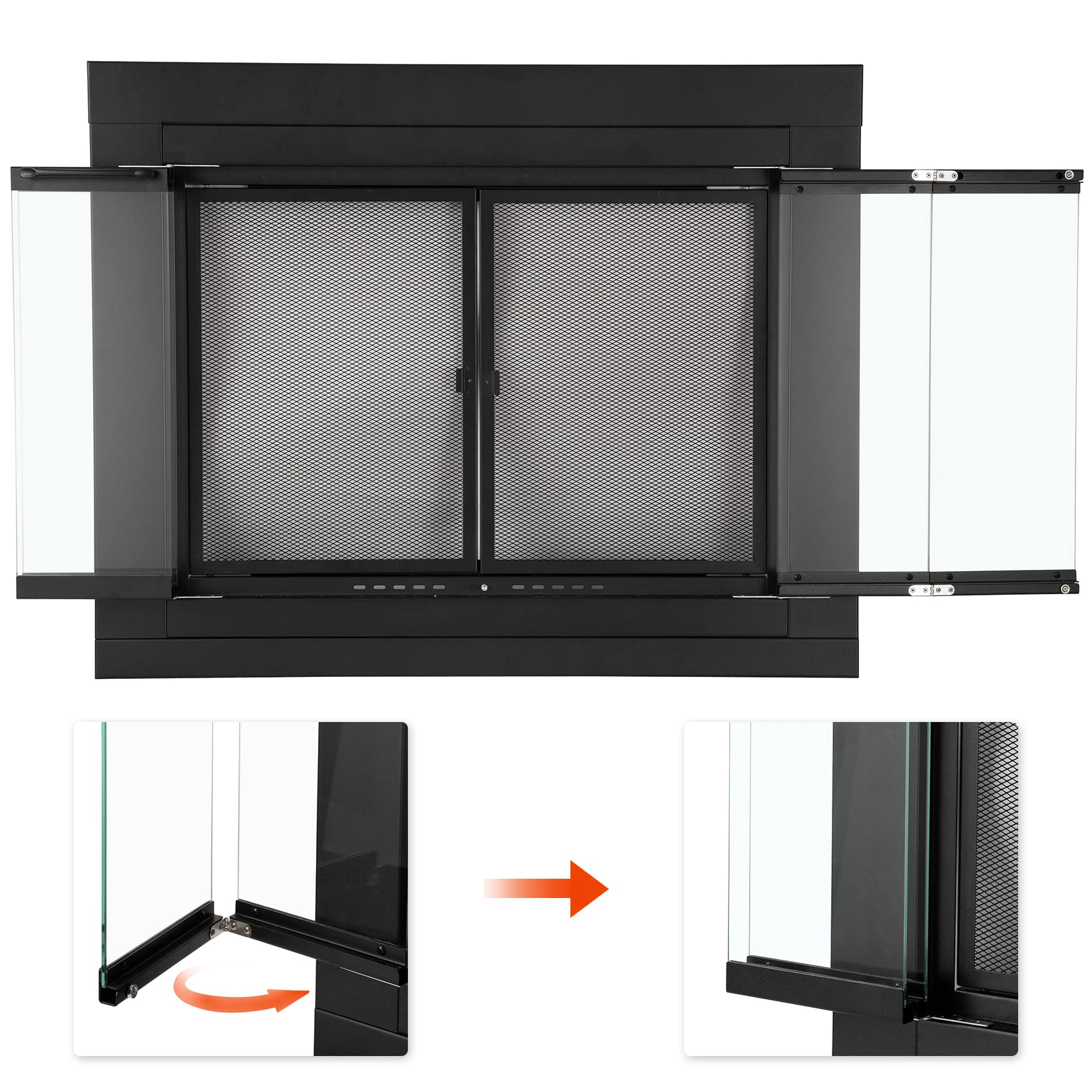 Stanbroil Fireplace Glass Bi-Fold Style Door, Black Finish, Small, Decorative Fireplace Screen Door For Fireplace Accessories