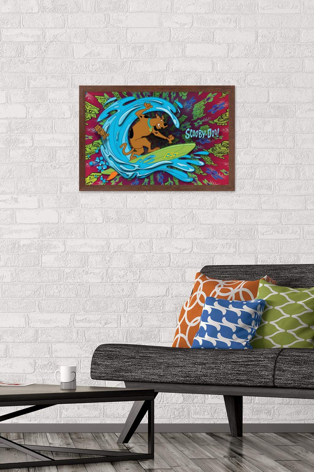 Trends International Scooby-Doo - Surf Wall Poster, 14.725'' X 22.375'', Mahogany Framed Version