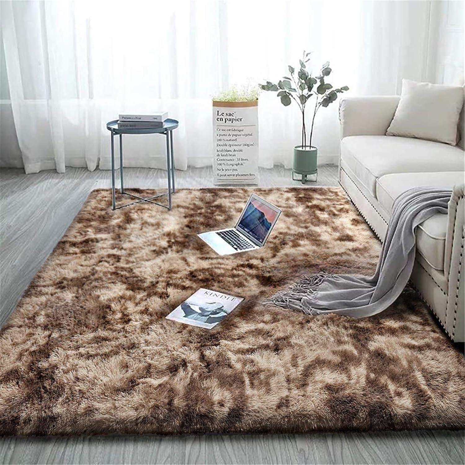 Imra Carpet Soft Modern Shag Area Rugs Fluffy Living Room Carpet Comfy Bedroom Home Decorate Floor Kids Playing Mat 6 Feet By 9 