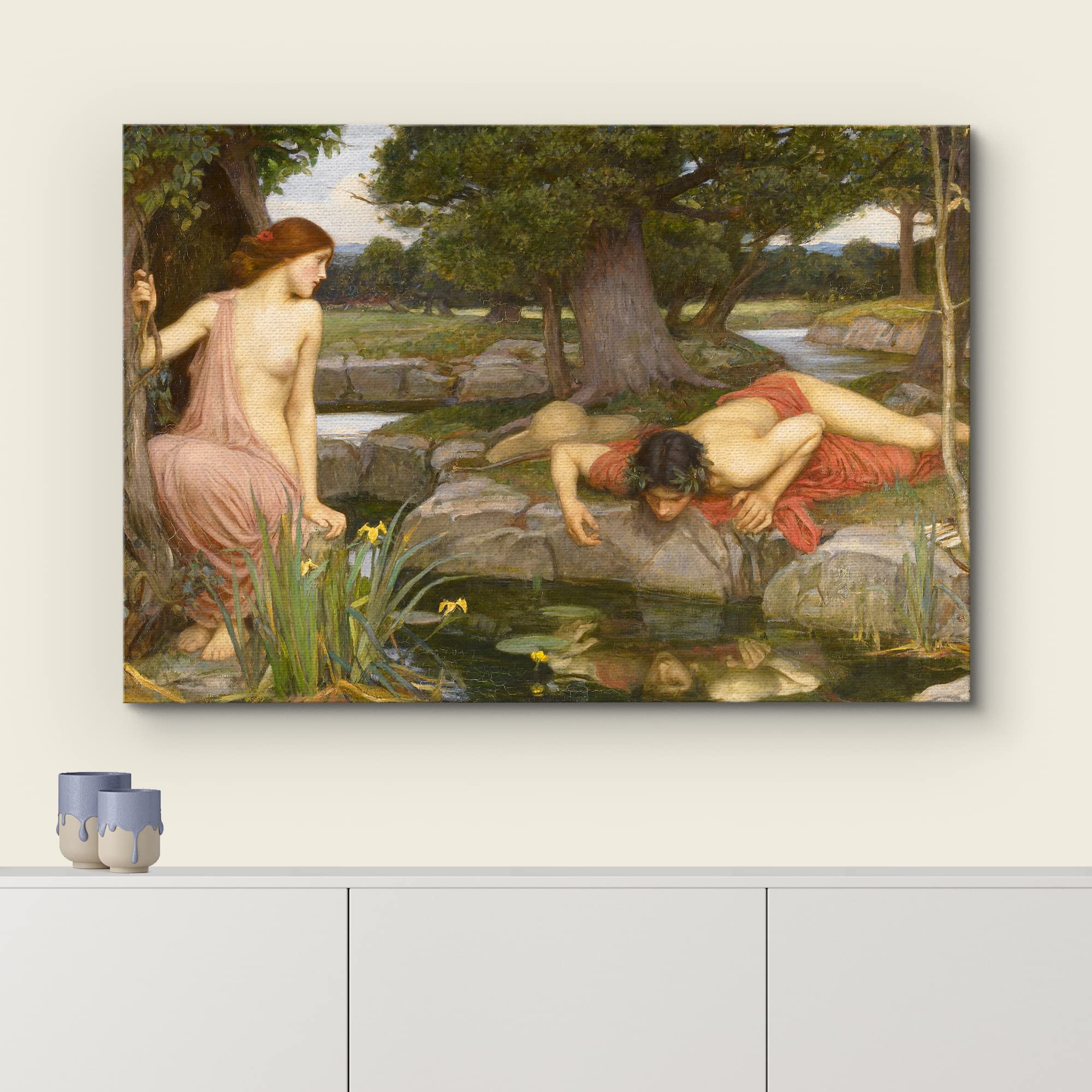 Wall26 Canvas Print Wall Art Echo & Narcissus By John William Waterhouse People Historic Illustrations Fine Art Traditional Colo