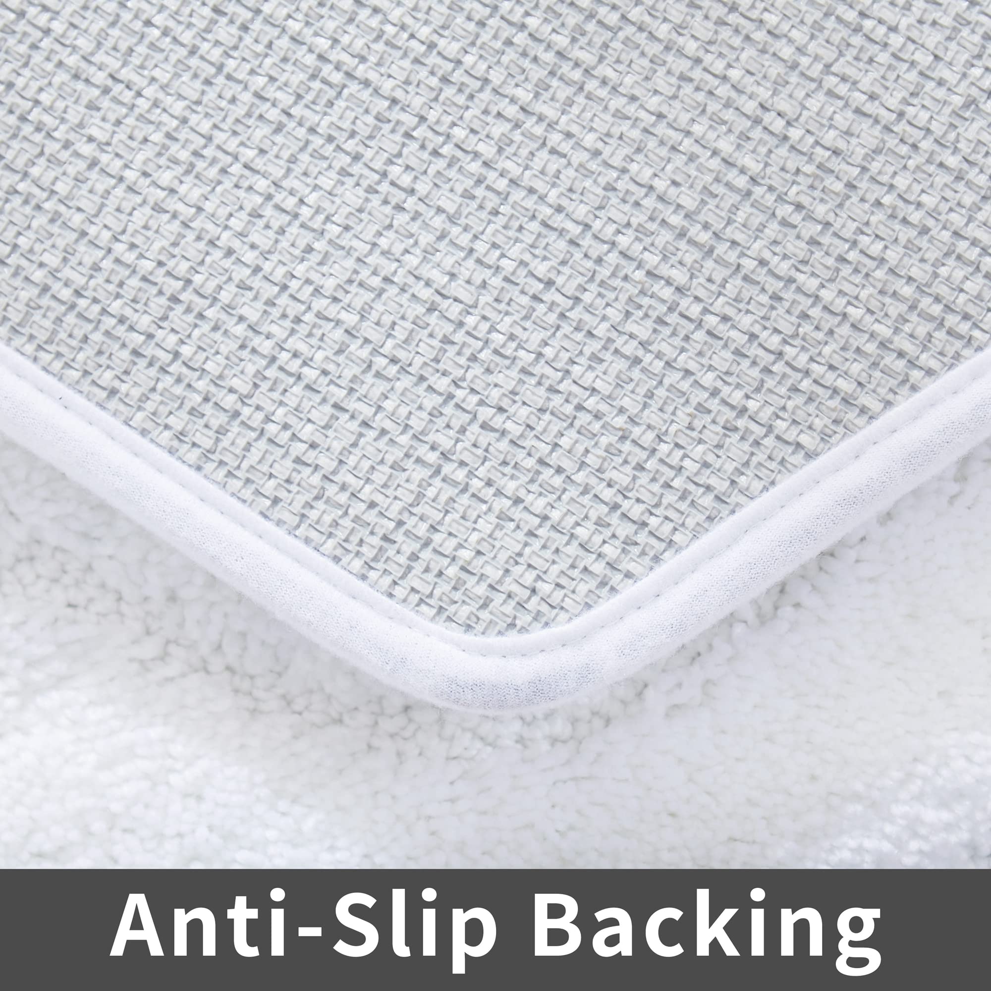 COSY HOMEER Extra Thick Bath Linen Sets Rugs for Bathroom - Anti-Slip Bath Mats Soft 100% Strong Polyester Living Room Bedroom Water Absorbent(White 17x27 - Inches)