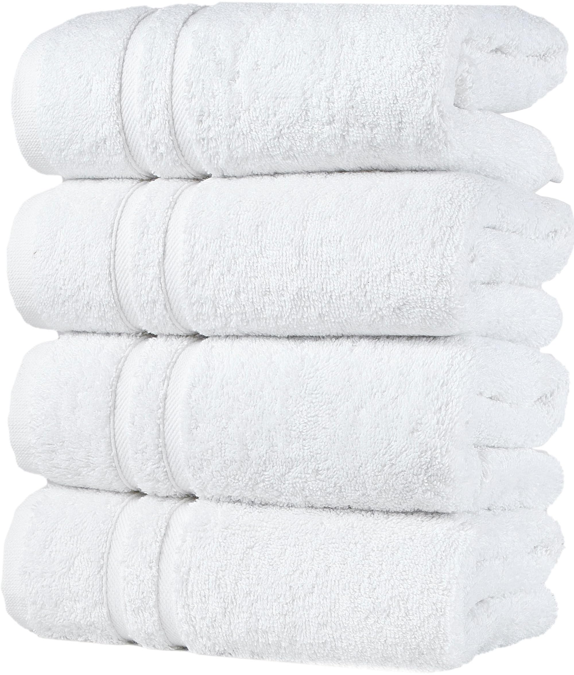 Hawmam Linen White Hand Towels 4-Pack -16 X 29 Turkish Cotton Premium Quality Soft And Absorbent Small Towels For Bathroom