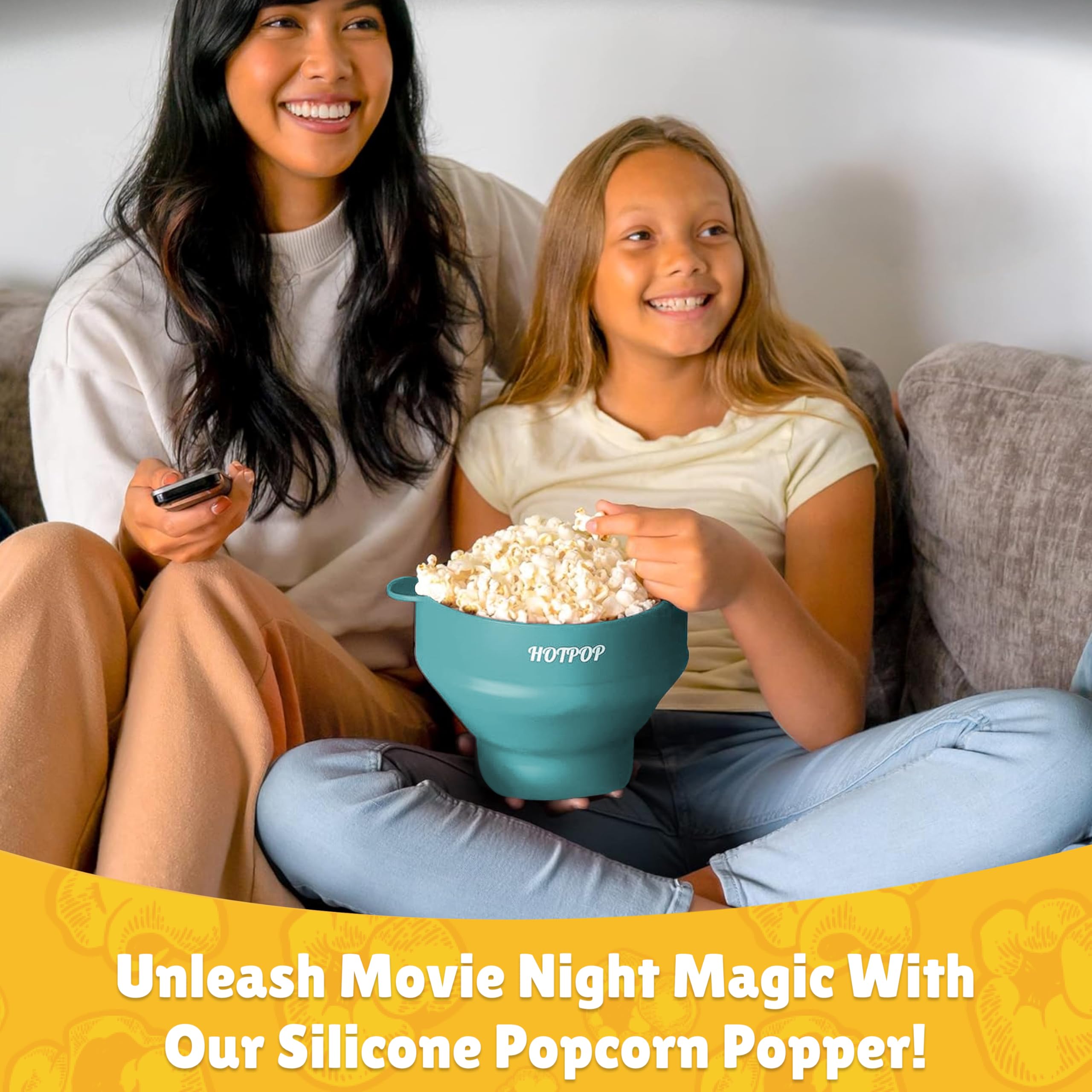 The Original Popco Silicone Microwave Popcorn Popper with Handles  Silicone Popcorn Maker  Collapsible Popcorn Bowls Bpa Free and Dishwasher Safe - 15 Colors Available (AQUA)