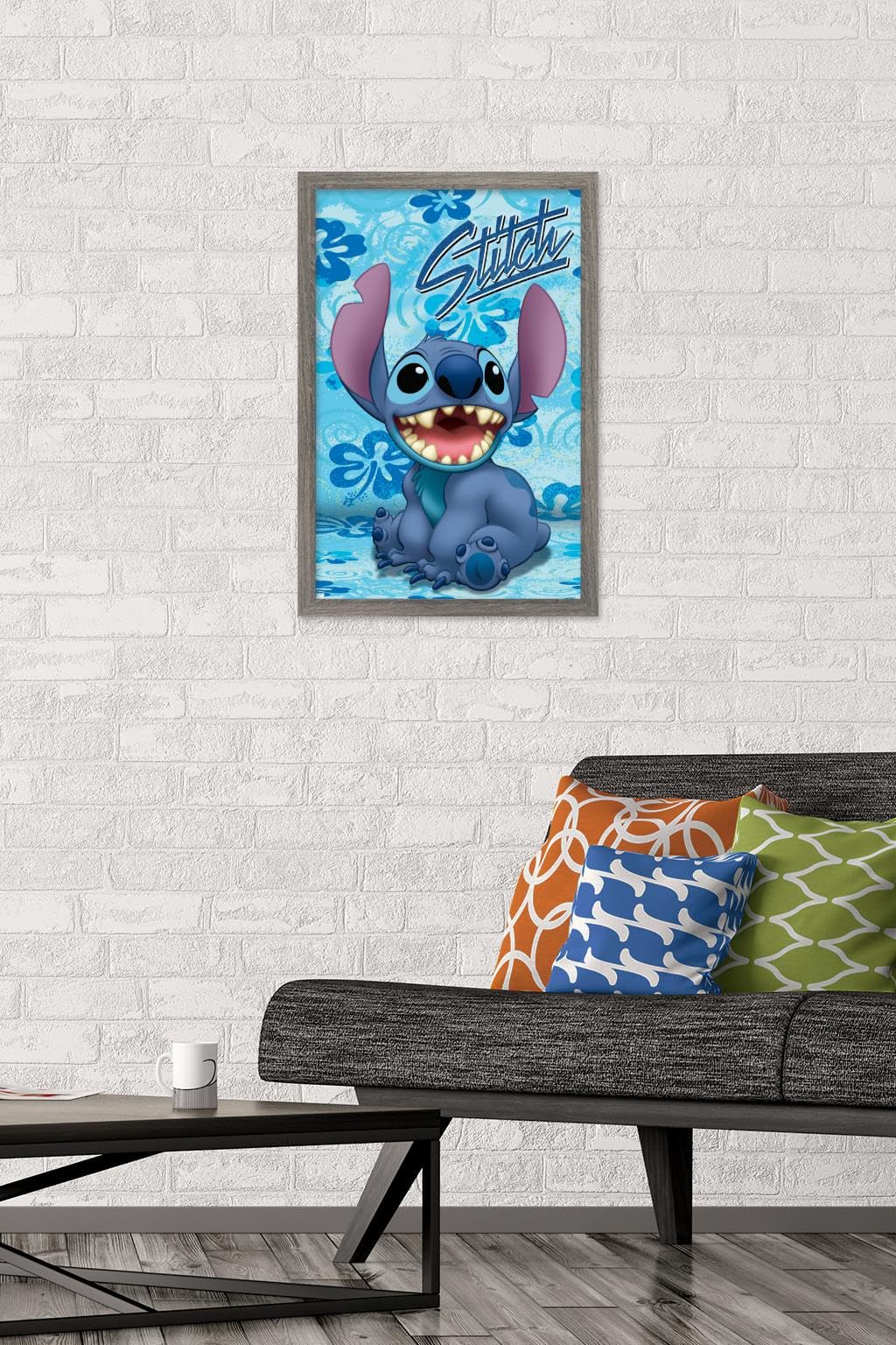 Trends International Disney Lilo And Stitch - Sitting Wall Poster, 14.72'' X 22.37'', Barnwood Framed Version