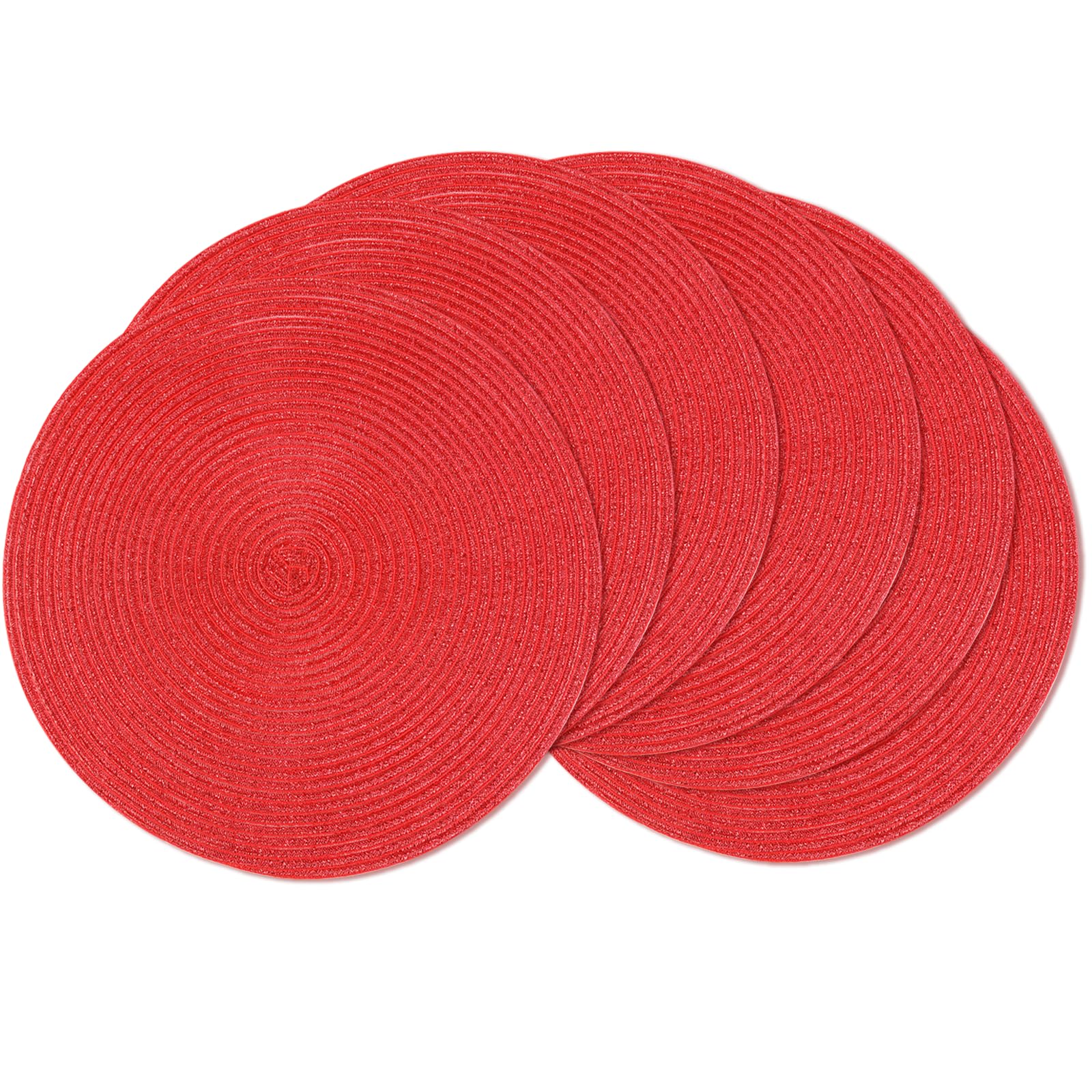 Ahhfsmei Round Braided Placemats 15 Inch Round Table Mats For Dining Tables Natural Woven Heat Resistant Place Mats Set Of 6 (Re