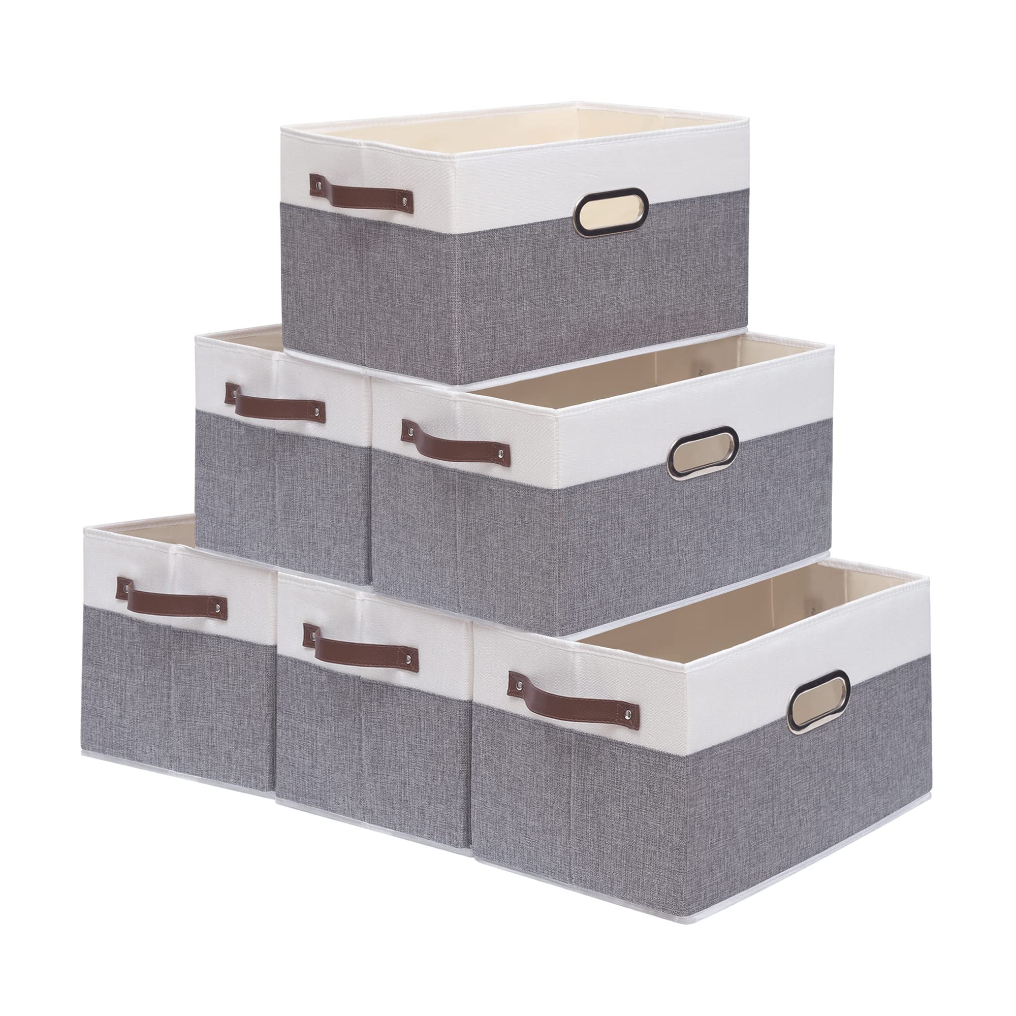Yawinhe Collapsible Storage Bins, 15.0 x 9.8 x 8.3 Inch, Cube Storage Bins, Fabric Foldable Storage Bins Organizer Containers wi