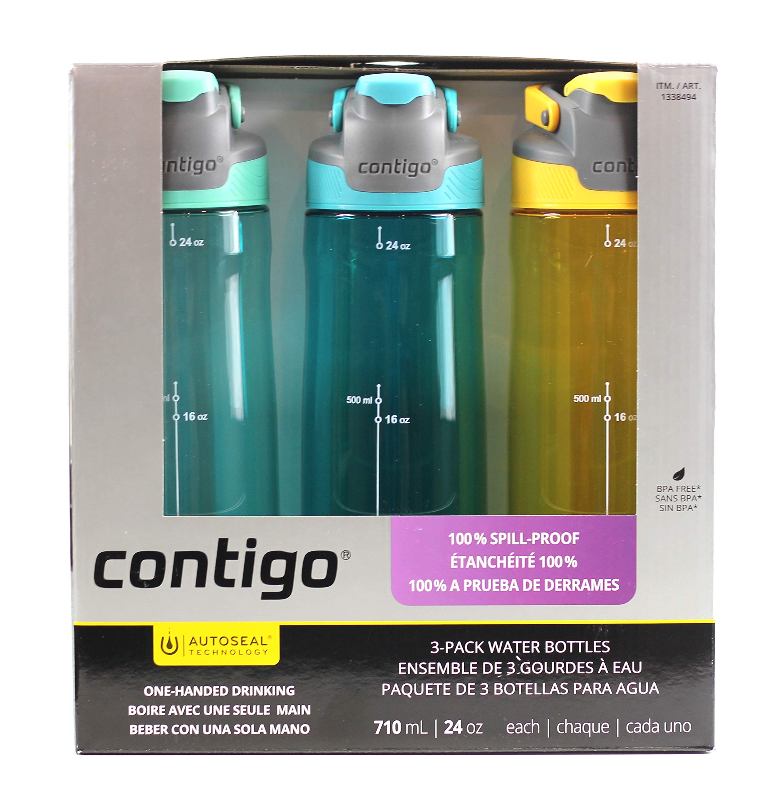 Contigo AutoSeal 2-Pack Waterbottles (Green, Blue, Yellow)