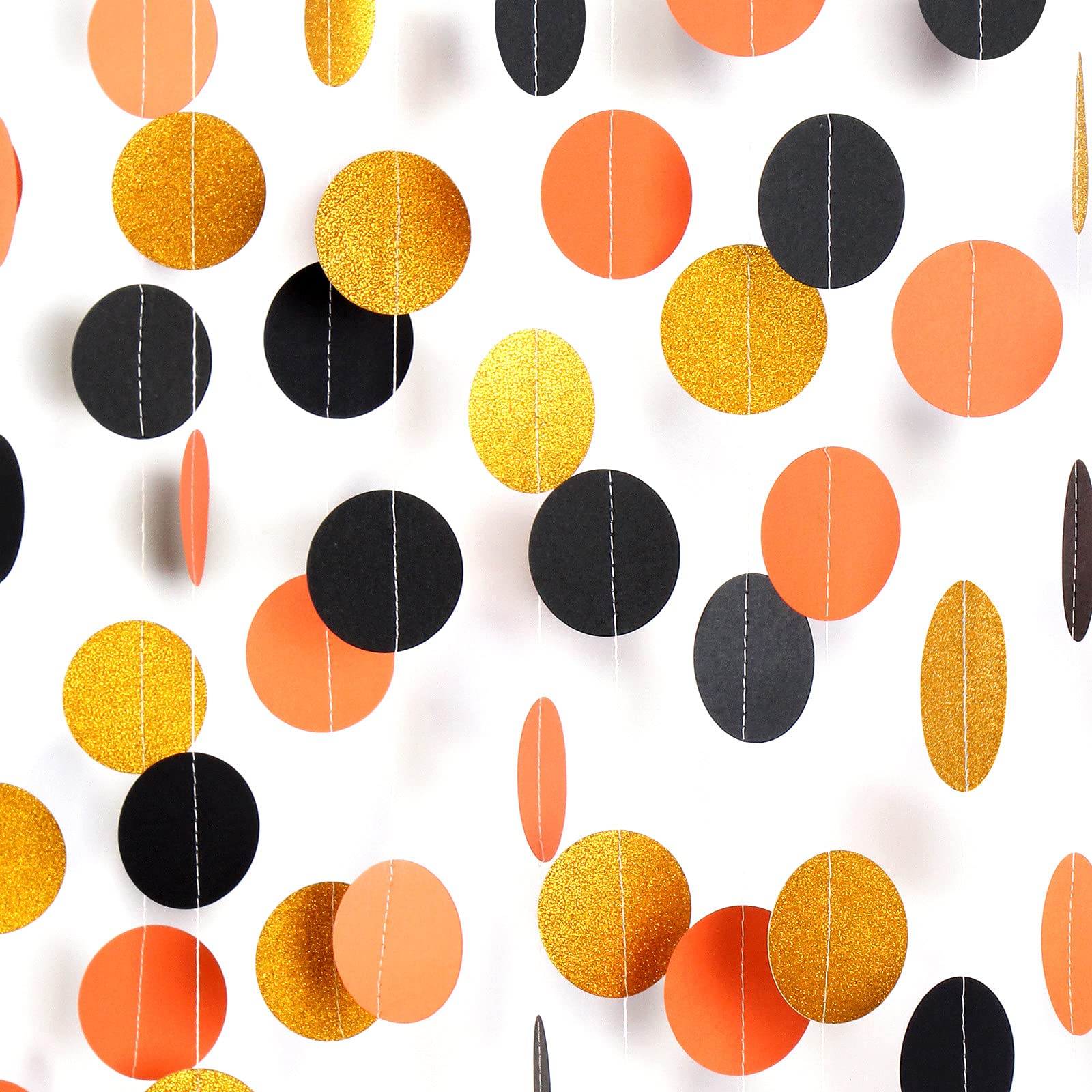 Black-Orange Gold Halloween Party-Decorations Streamers-Garland - 52Ft Birthday Baby Shower Decorations Paper Banner, Graduation