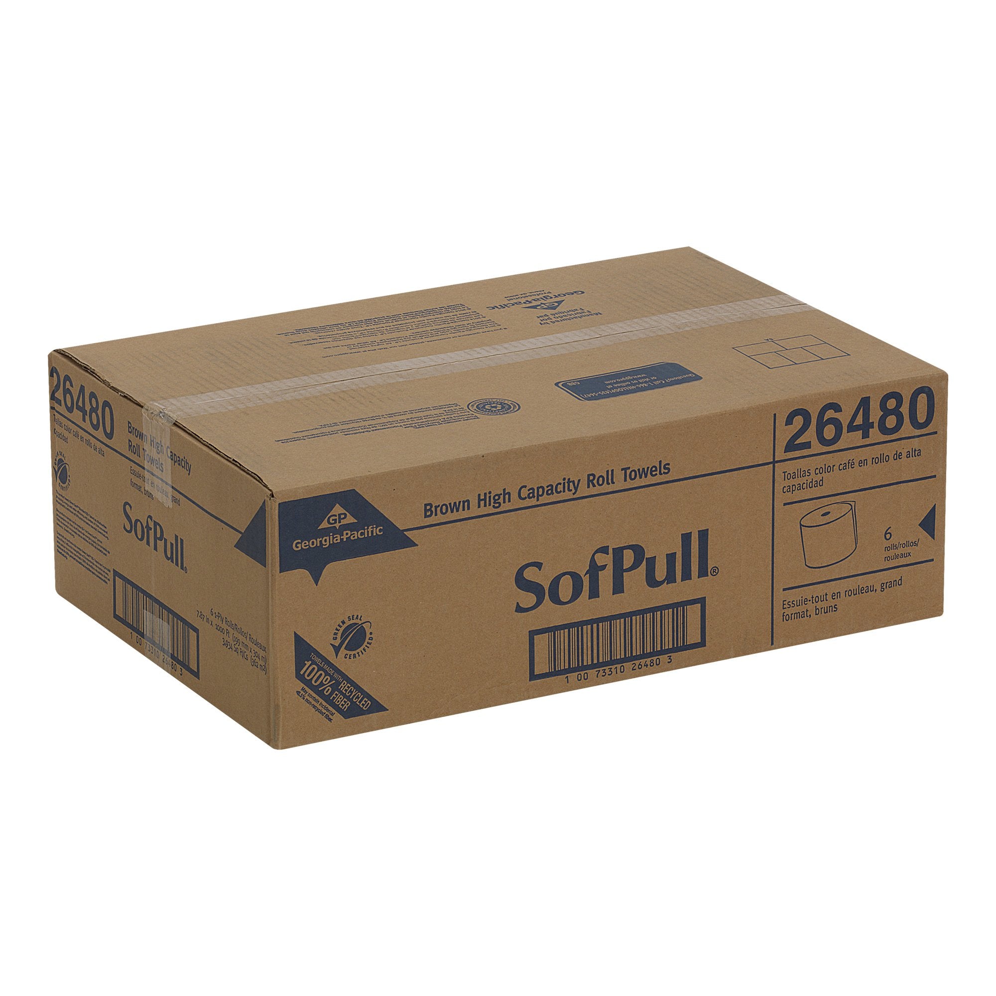 Georgia-Pacific Sofpull 26480 Hardwound Roll Paper Towel, Nonperforated, 7.87'' X 1000' (Case Of 6 Rolls)